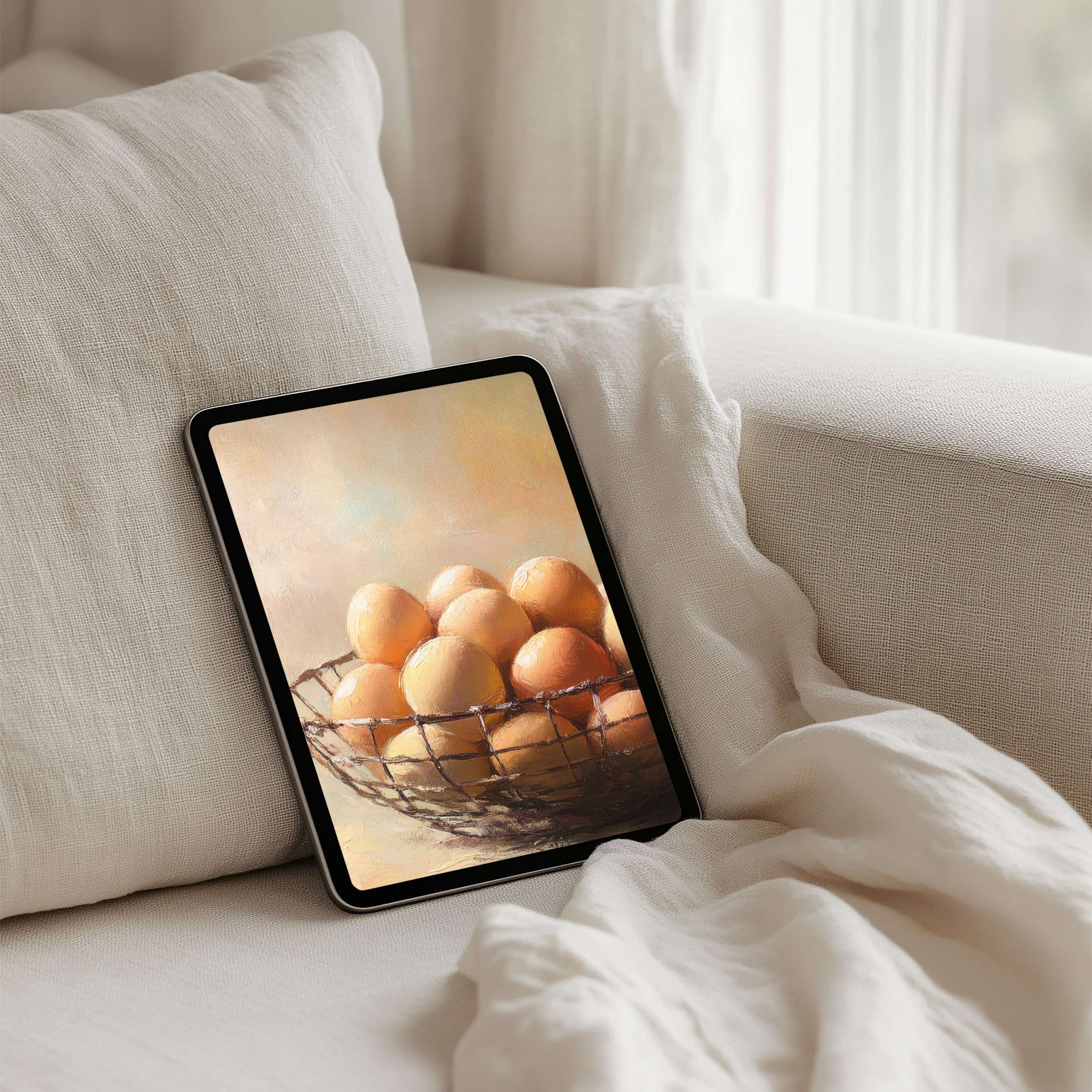 Elegant iPad background of a serene still life with warm tones in a cozy setting perfect for tablets available as instant download