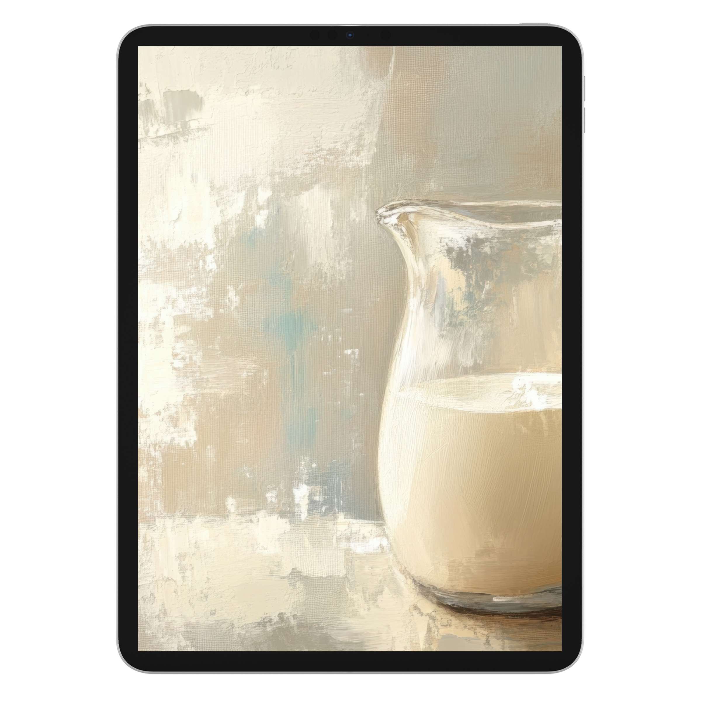 Elegant farmhouse iPad wallpaper with soft pastels evokes calm in a textured digital download ideal for tablet background