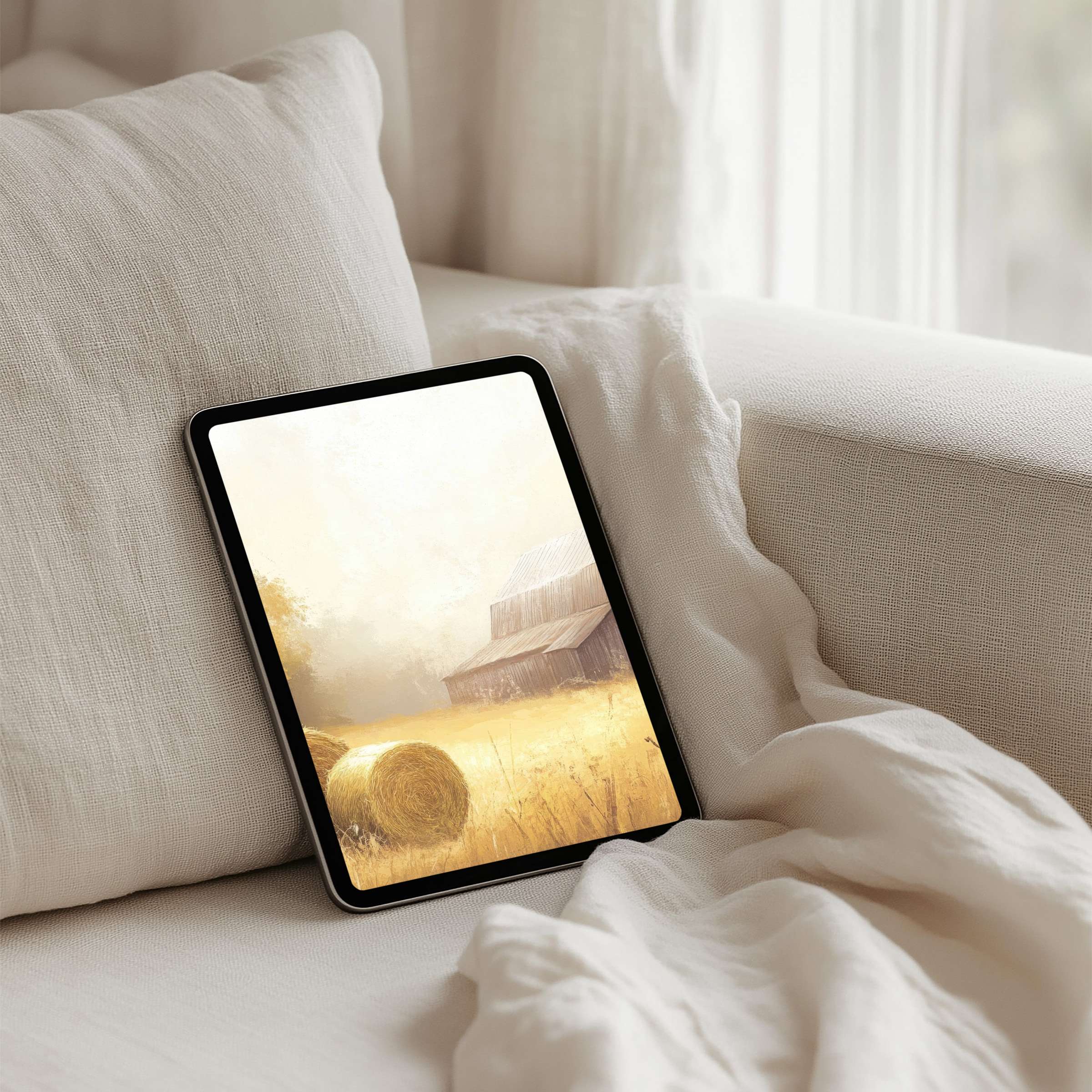 Warm, serene autumn landscape iPad background for instant download to bring elegance and mindfulness to any tablet setting