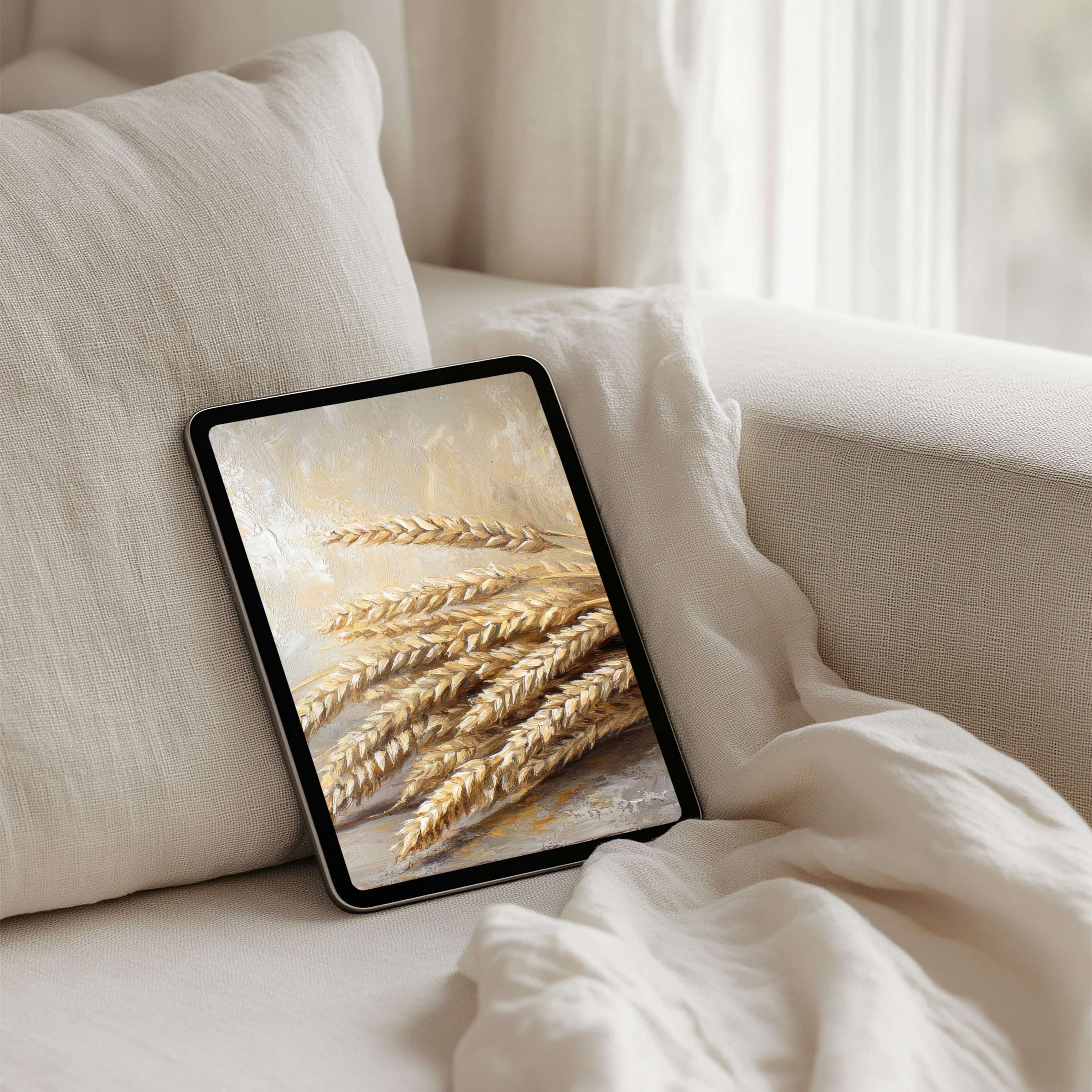 Elevate your tablet with this serene wheat field iPad background ideal for instant download inspiring calm and sophistication