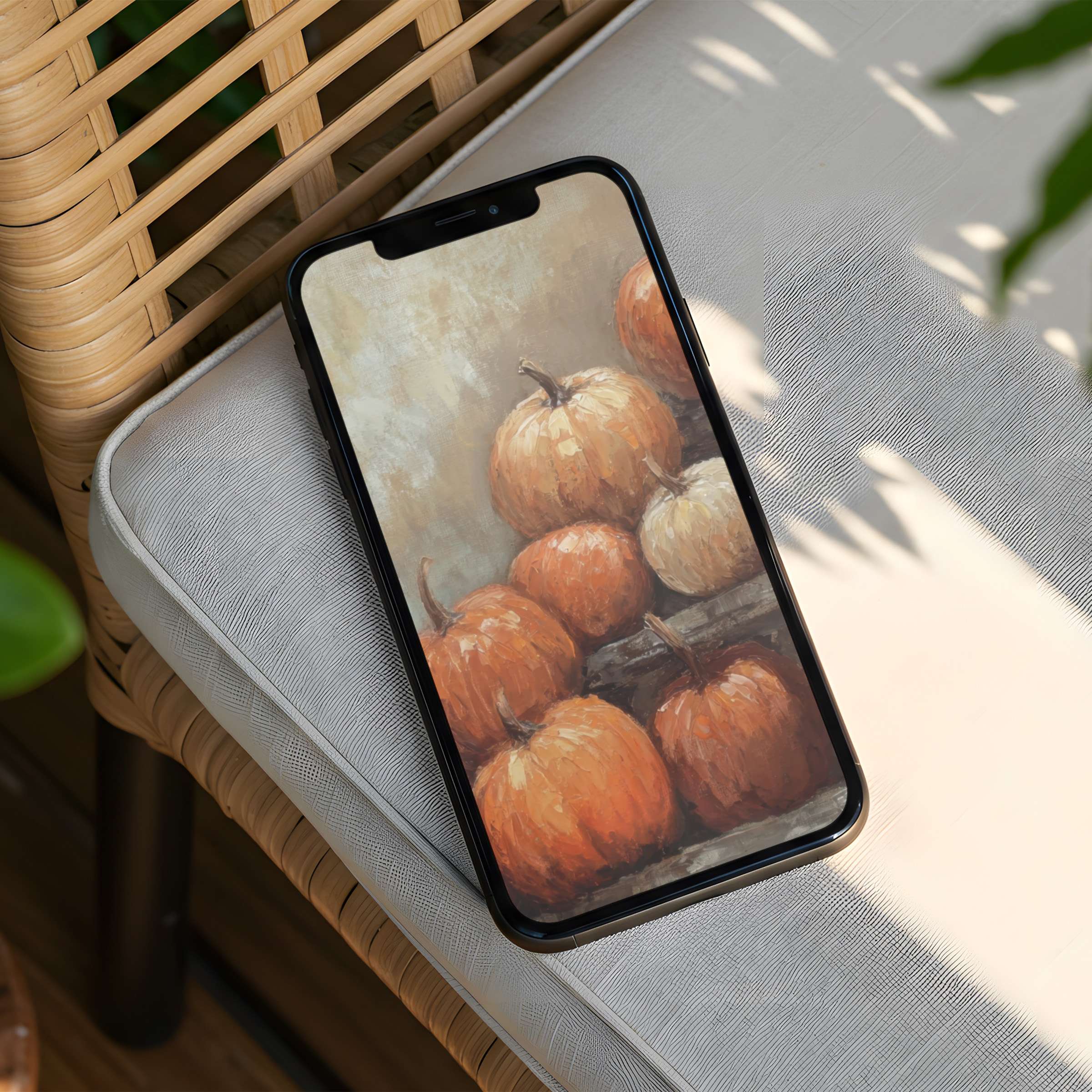 Elegant autumn pumpkins create a serene iPhone background for instant download providing calm inspiration for your phone screen