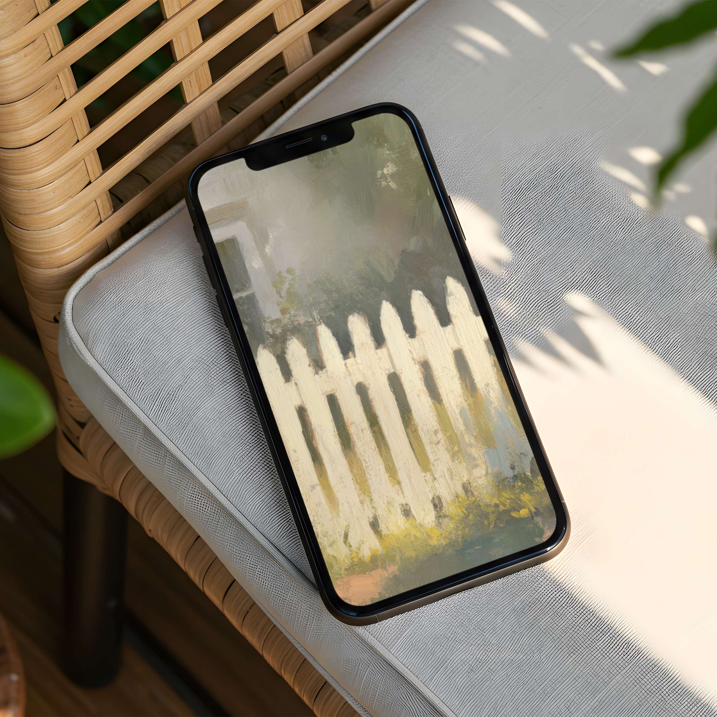 Elegant iPhone background featuring a serene fence illustration for instant download on any phone inspiring calm and mindfulness