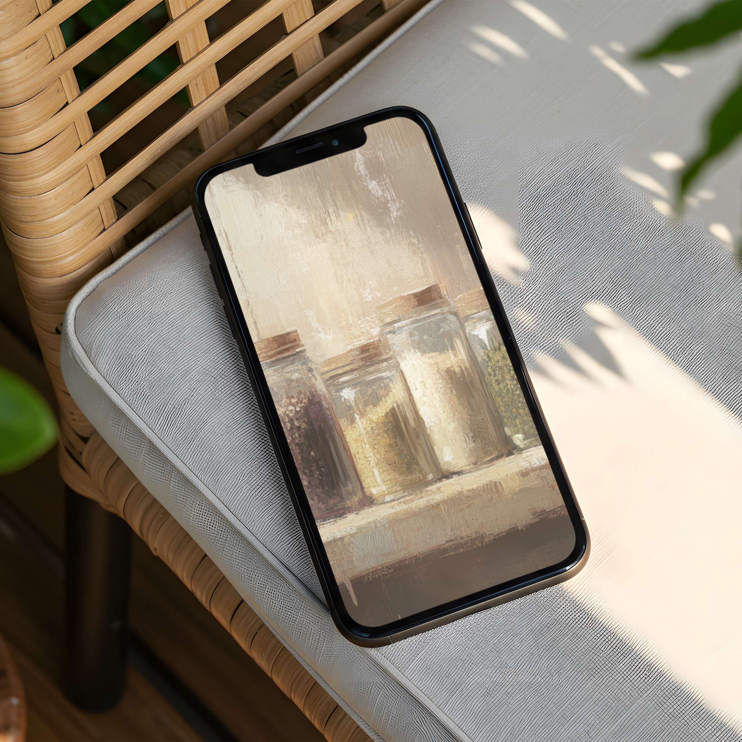 Elegant iPhone background with soft neutral tones and serene textures offers instant download for phone mindfulness and calm inspiration