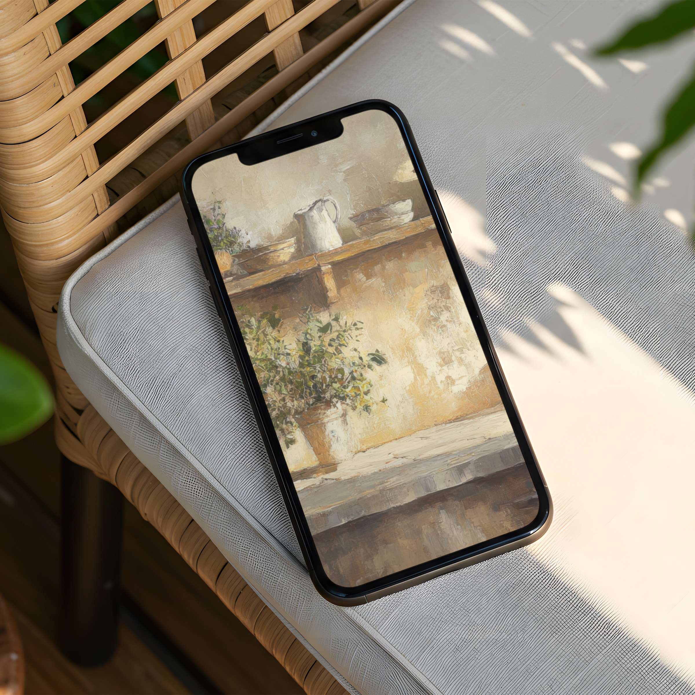 Elegant iPhone background featuring a calming vintage still life perfect for instant download to elevate your phone's aesthetics