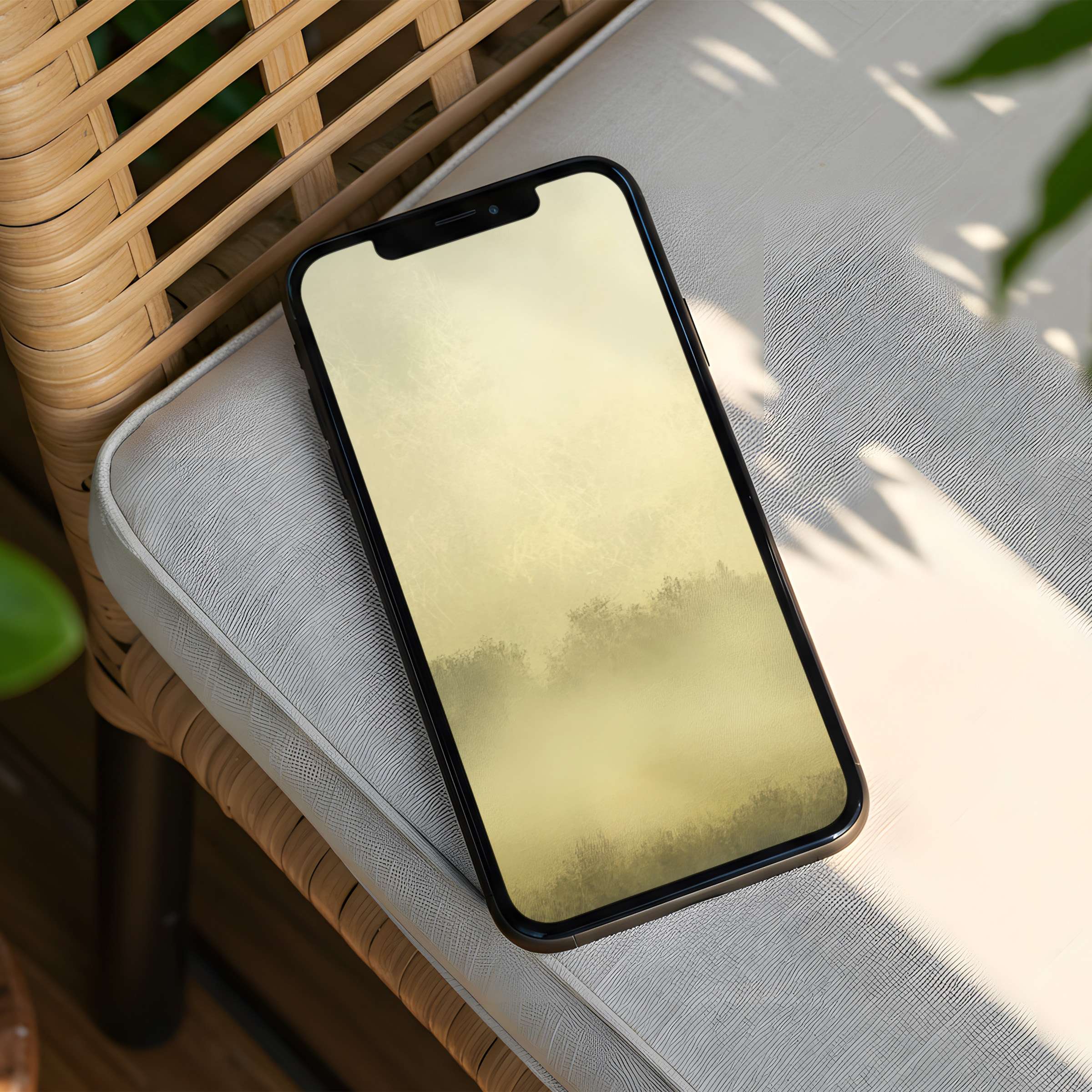 Serene yellow-green abstract iPhone background for instant download enhances phone aesthetics with calming elegance on any device