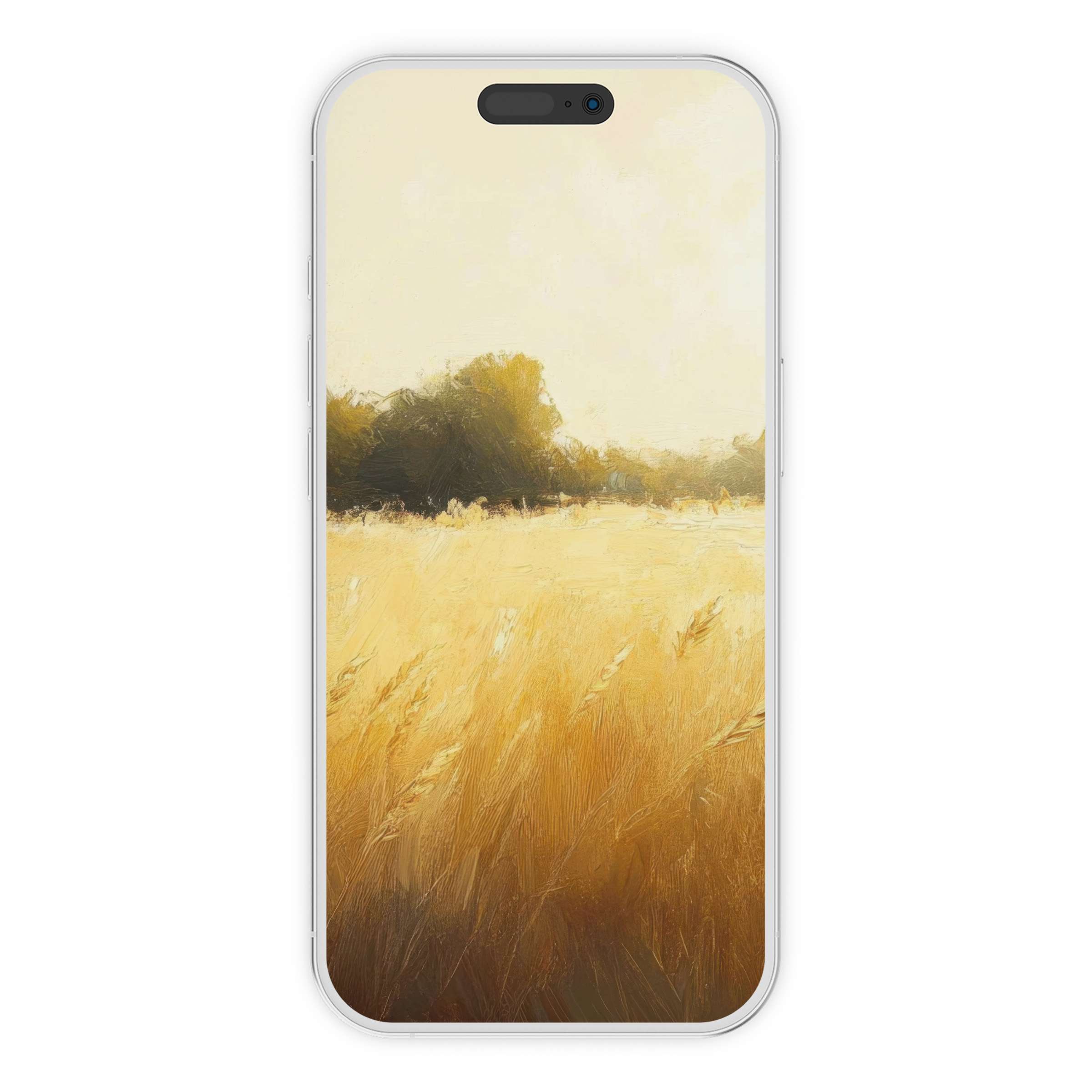 Farmhouse iPhone wallpaper with warm wheat field tones offers a serene phone background digital download enhancing elegance and calm
