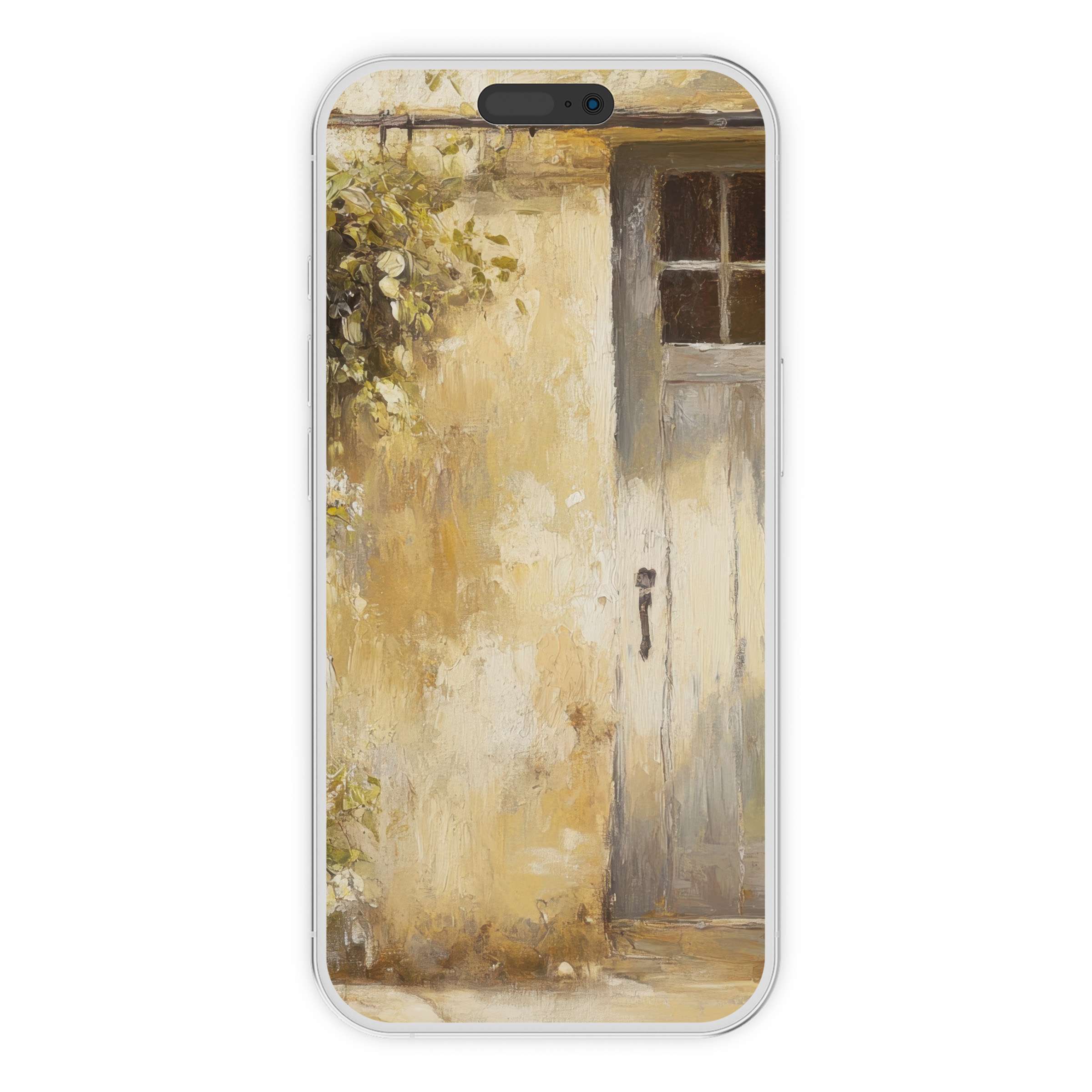Rustic charm meets elegance with this farmhouse iPhone wallpaper featuring a serene vintage door background, perfect for phone digital download