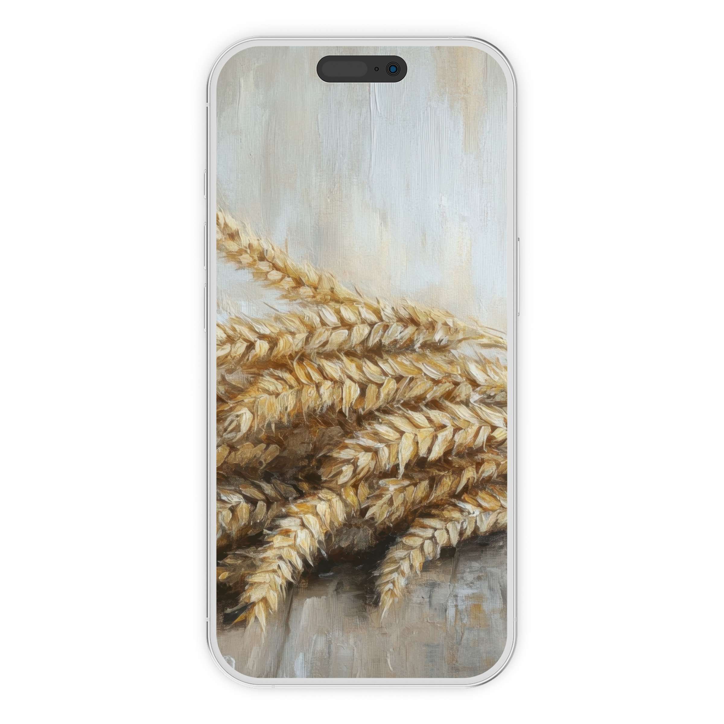 Farmhouse iPhone wallpaper with rustic wheat sheaves offers a soothing phone background in earthy tones for digital download and Android use