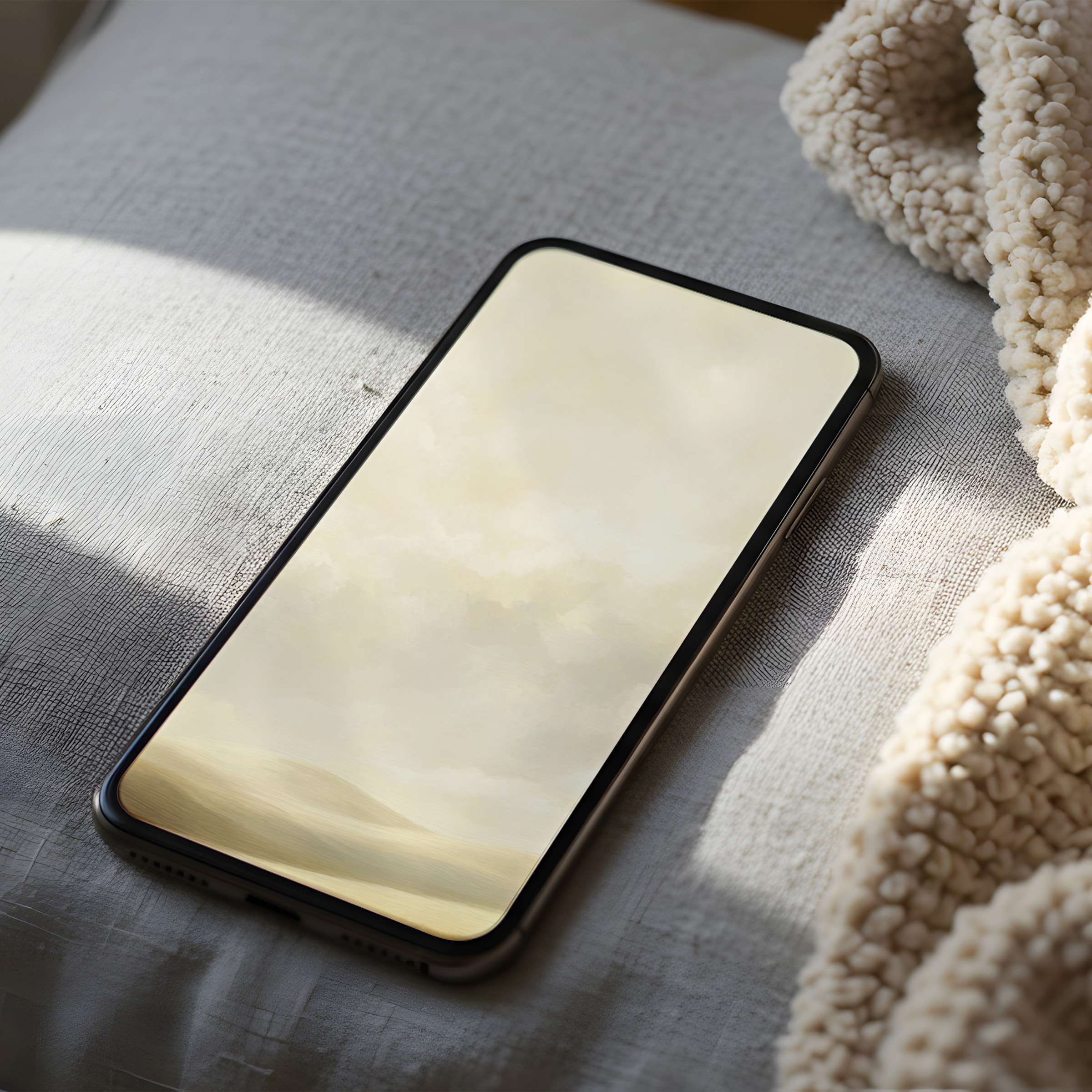 Elegant phone wallpaper featuring soft beige abstract landscape on high resolution screen, perfect for iPhone and Android digital download