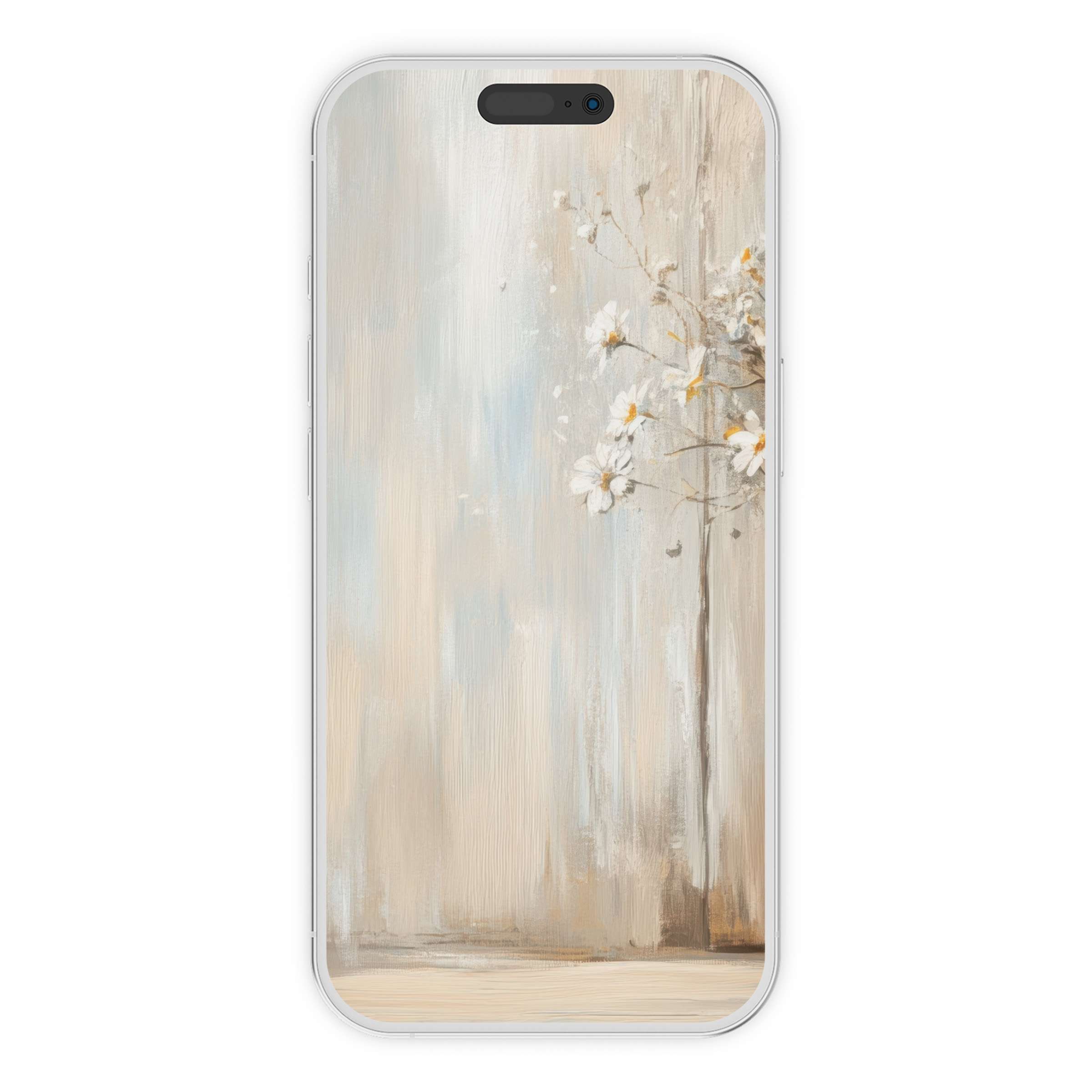 Elegant farmhouse iPhone wallpaper with a serene floral design, perfect phone background for a calm aesthetic digital download