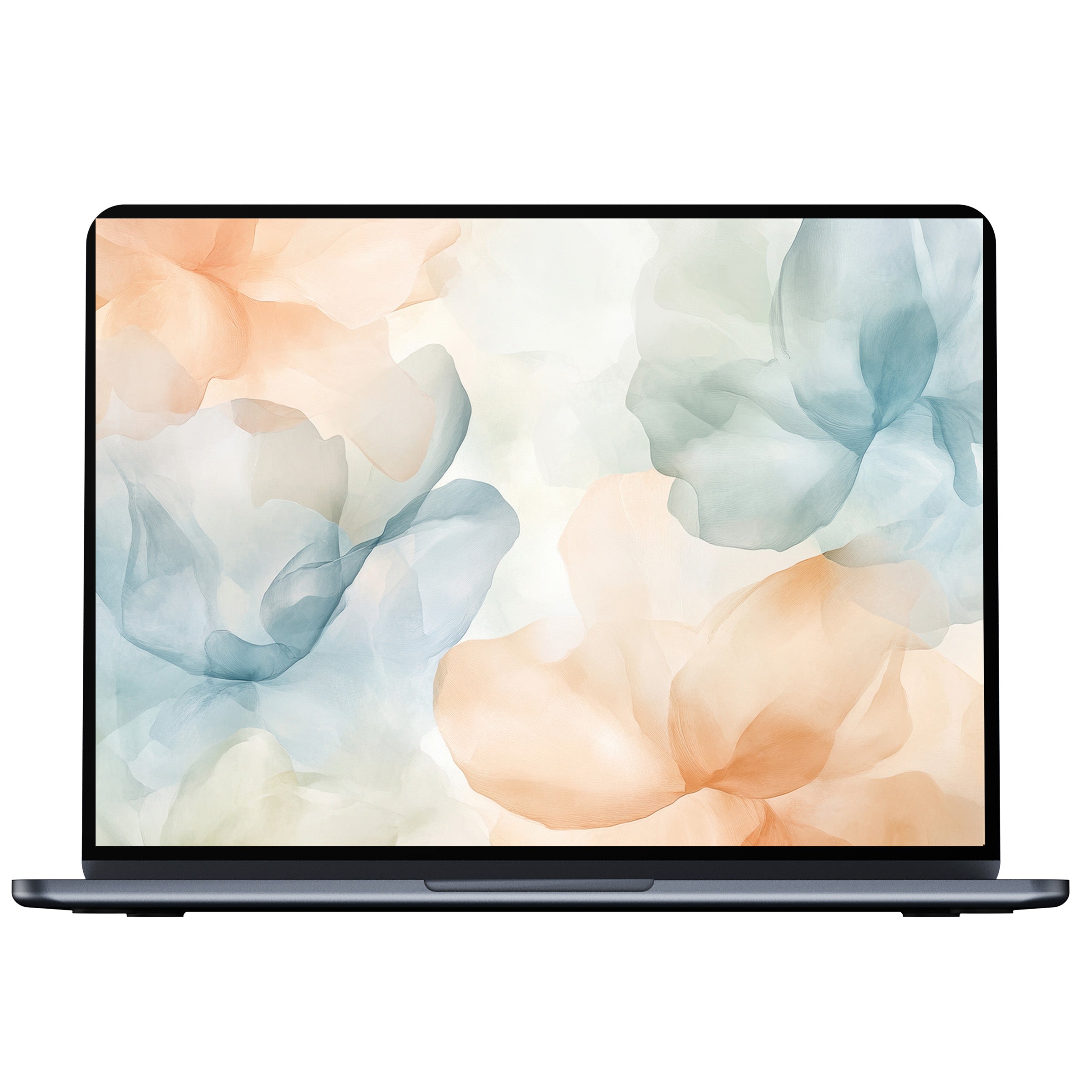 Elegant floral desktop wallpaper in soothing pastel hues, perfect digital download for PC, Laptop, or Mac to inspire calm mindfulness