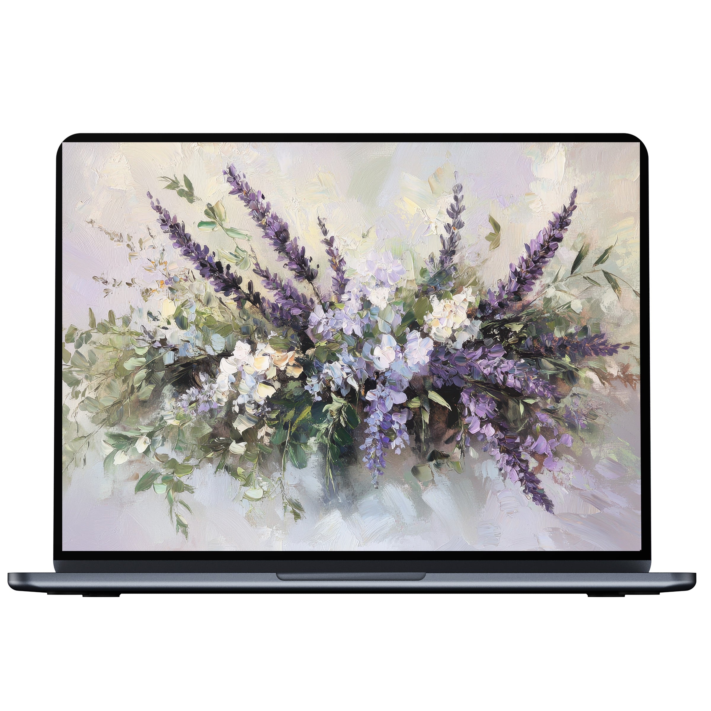 Floral desktop wallpaper digital download with soothing lavender and white blooms enhances any PC or laptop for mindful elegance