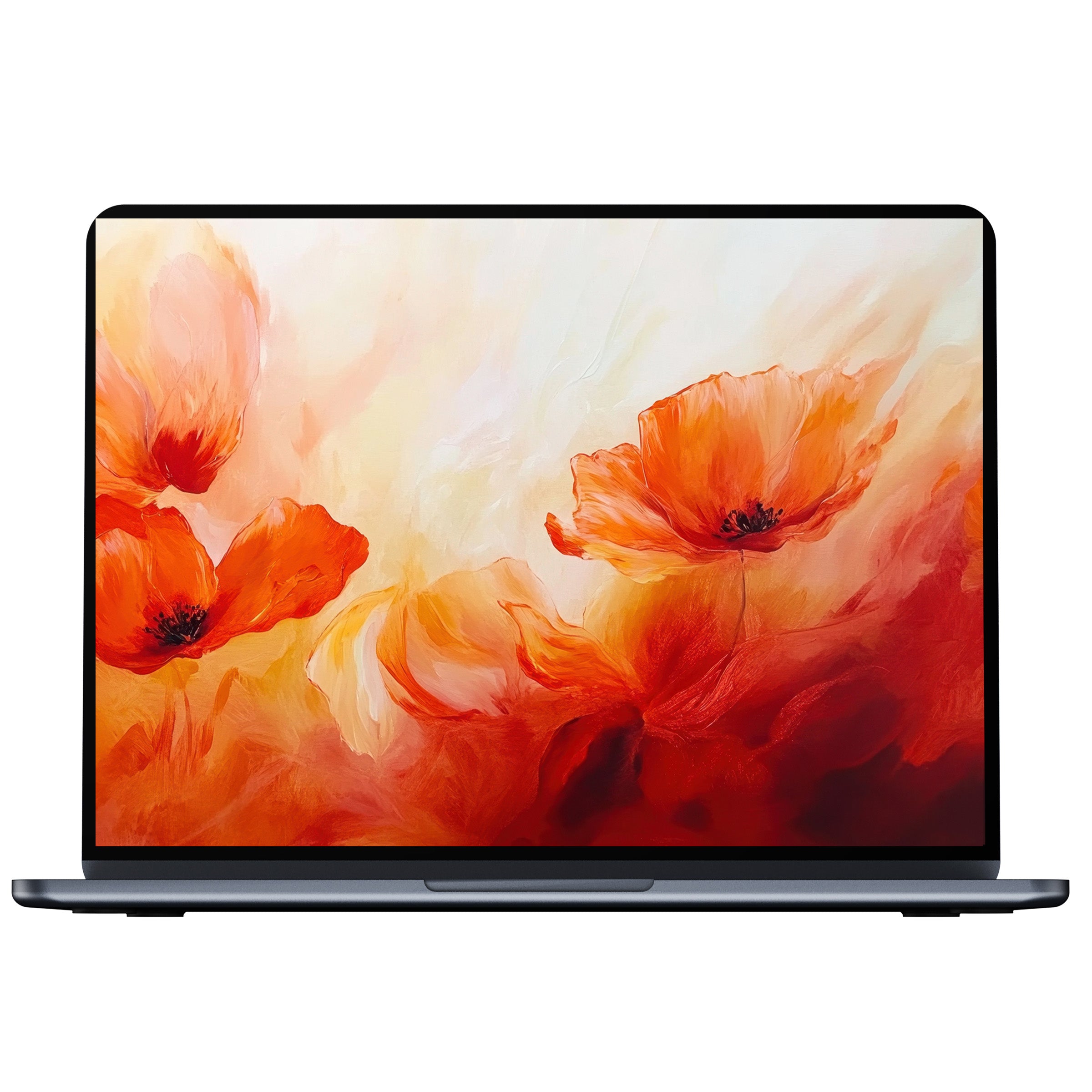 Digital download of elegant floral desktop wallpaper with vibrant orange tones offering calm inspiration for PC, laptop, and Mac users