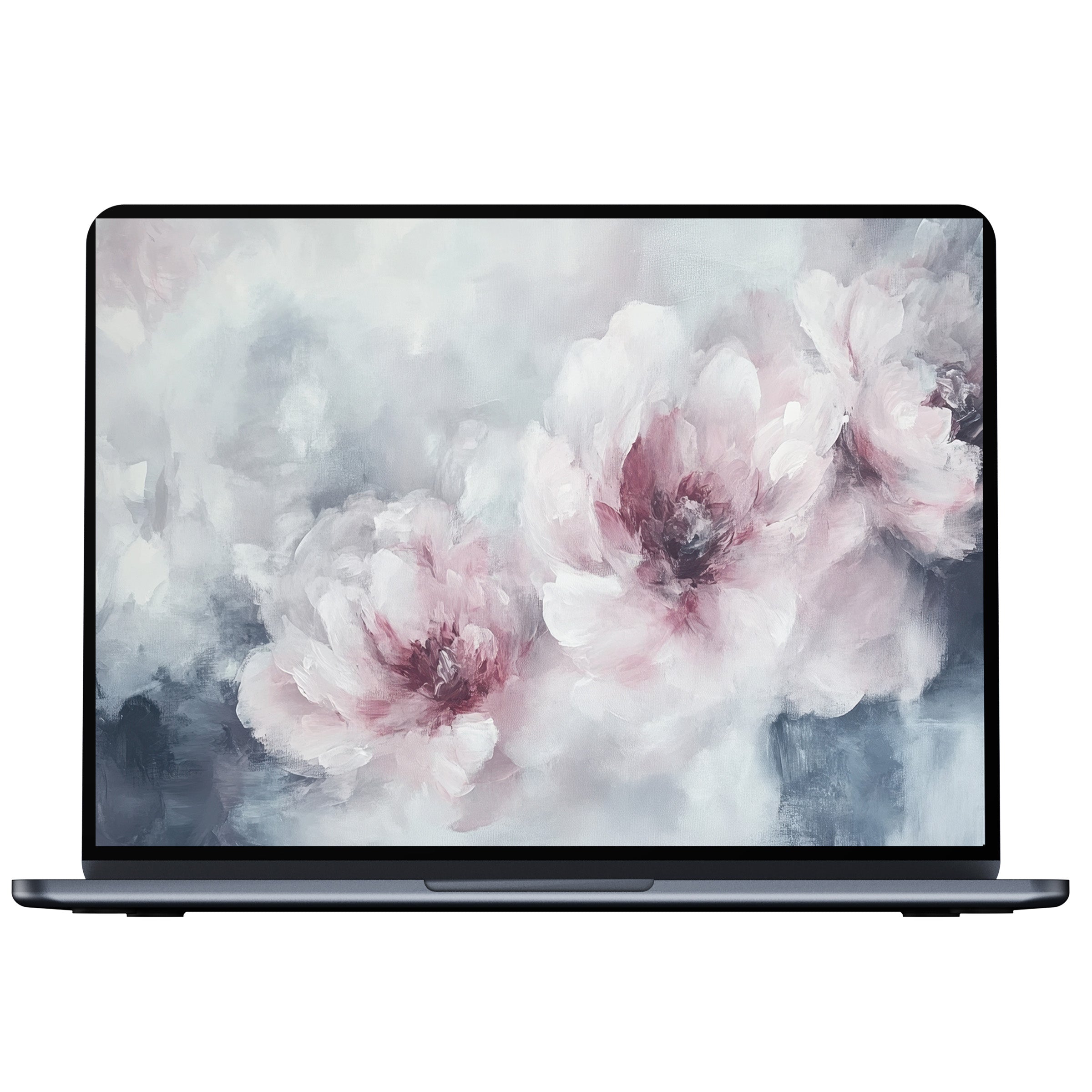 Floral desktop wallpaper digital download features soft pink peonies in dreamy pastels for PC or laptop, promoting elegance and calm inspiration