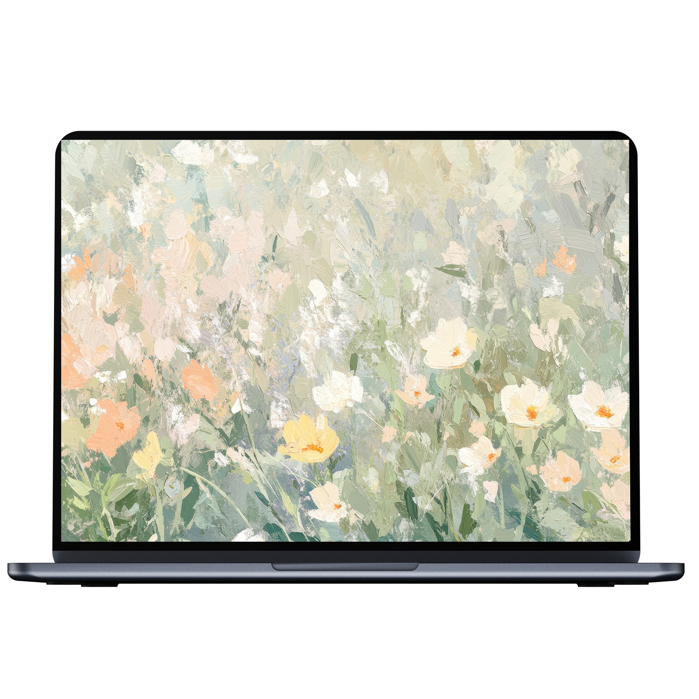 Floral desktop wallpaper with pastel blooms offers a serene digital download, enhancing elegance on PC, Laptop, or Mac displays