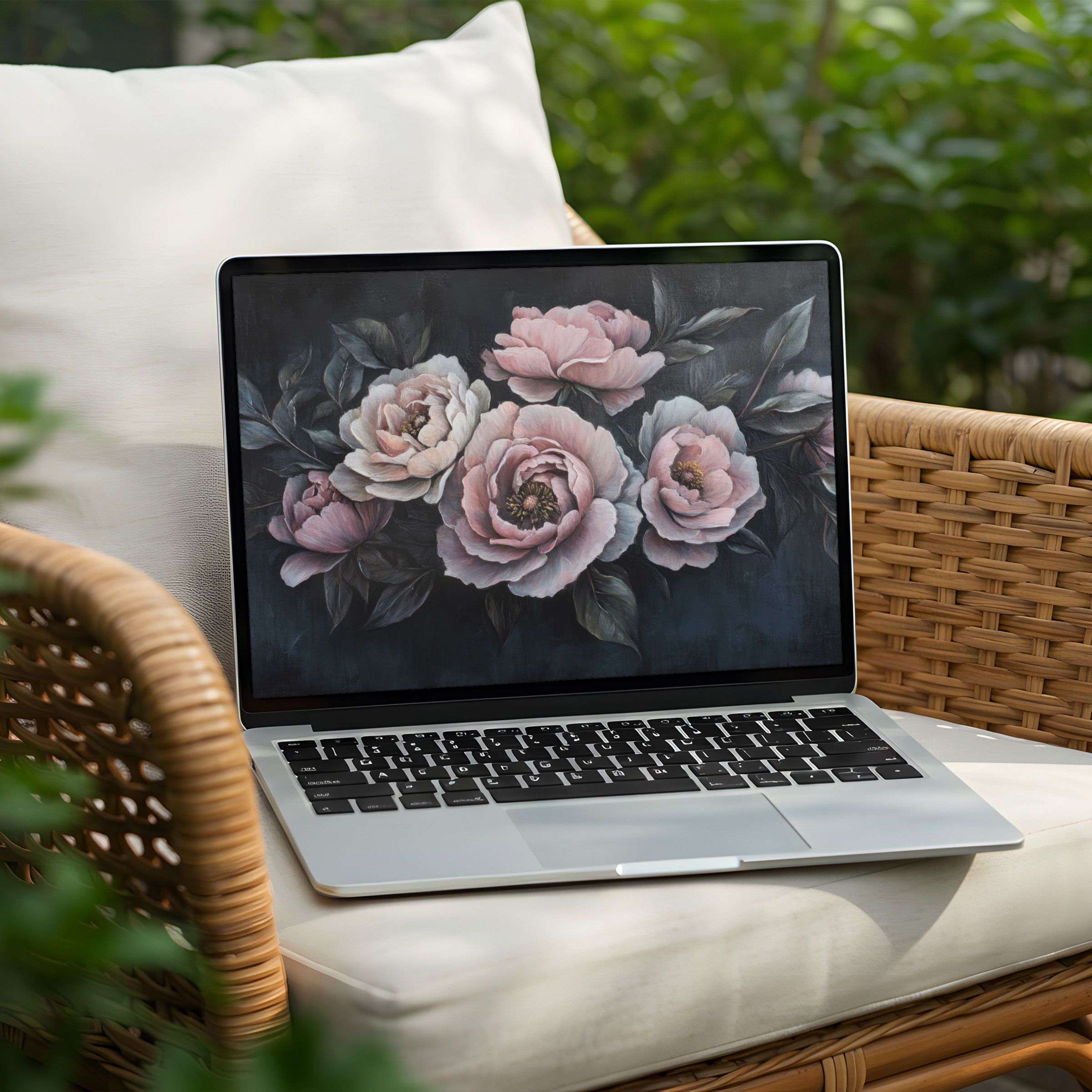 Elegant desktop background for PC and Laptop featuring delicate floral art Perfect for instant download to inspire calm and mindfulness