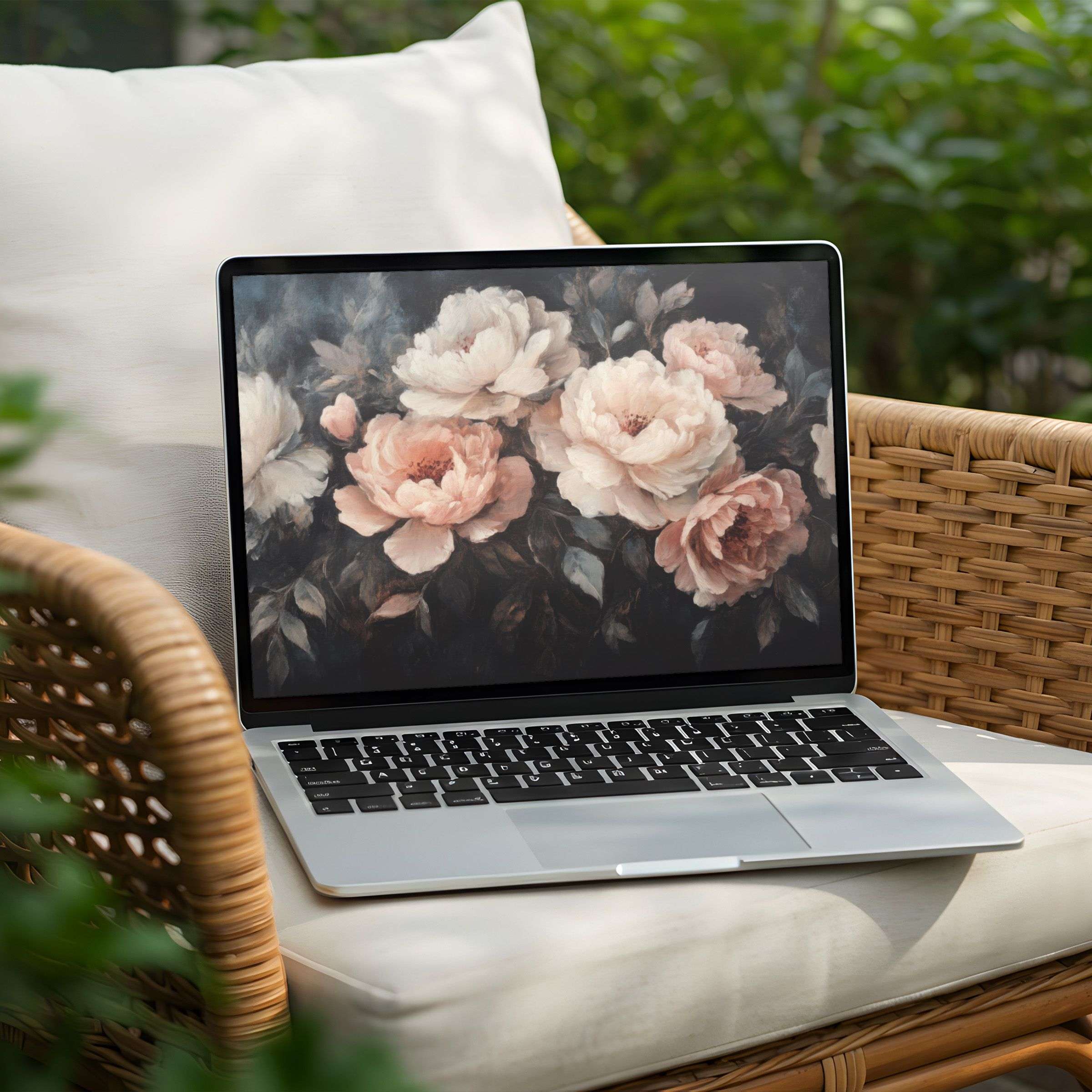 Elegant floral desktop background for instant download on PC or Laptop exudes calm and inspiration with soft pastel blooms