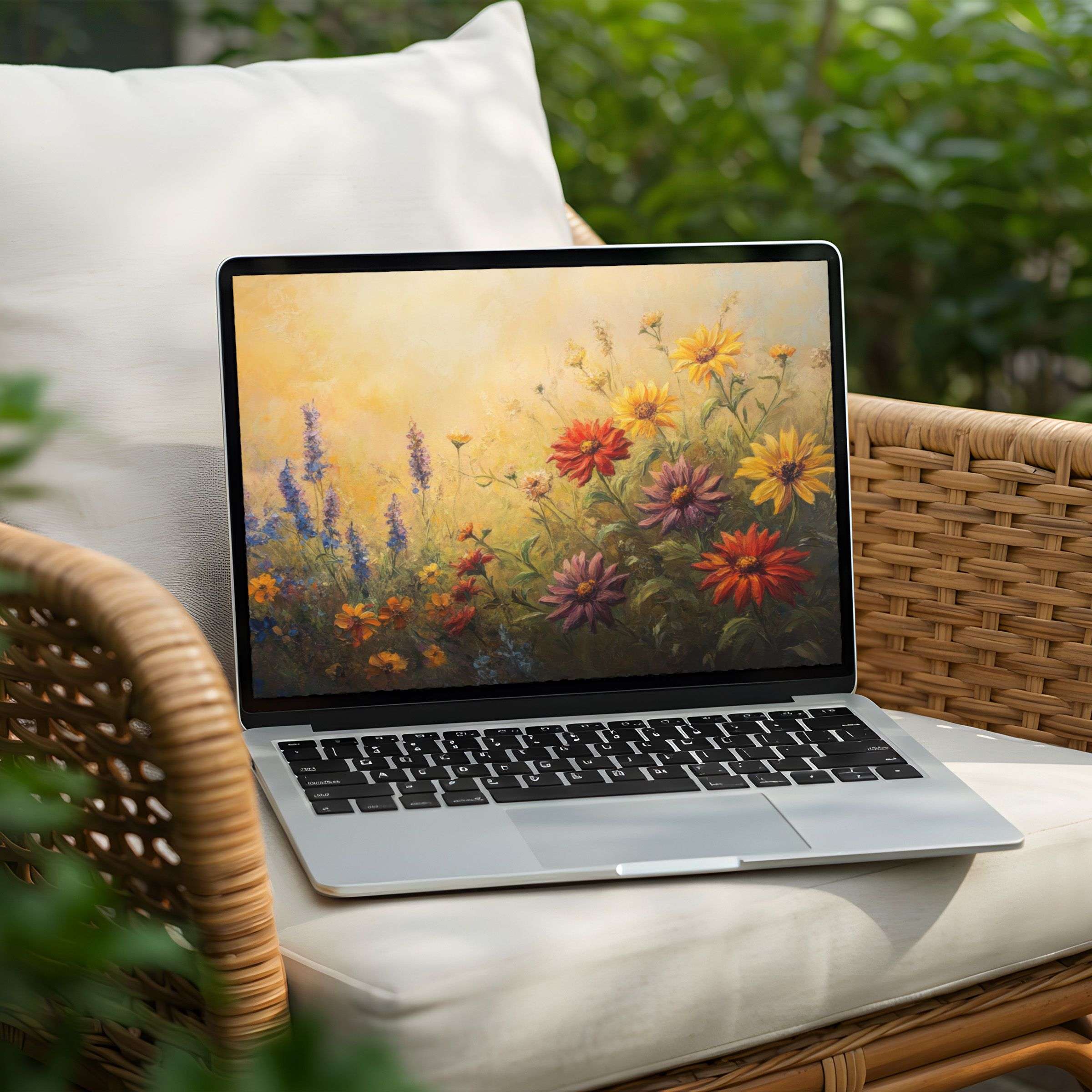 Elegant floral desktop background for PC or Laptop instant download to inspire calm and mindfulness with vibrant hues