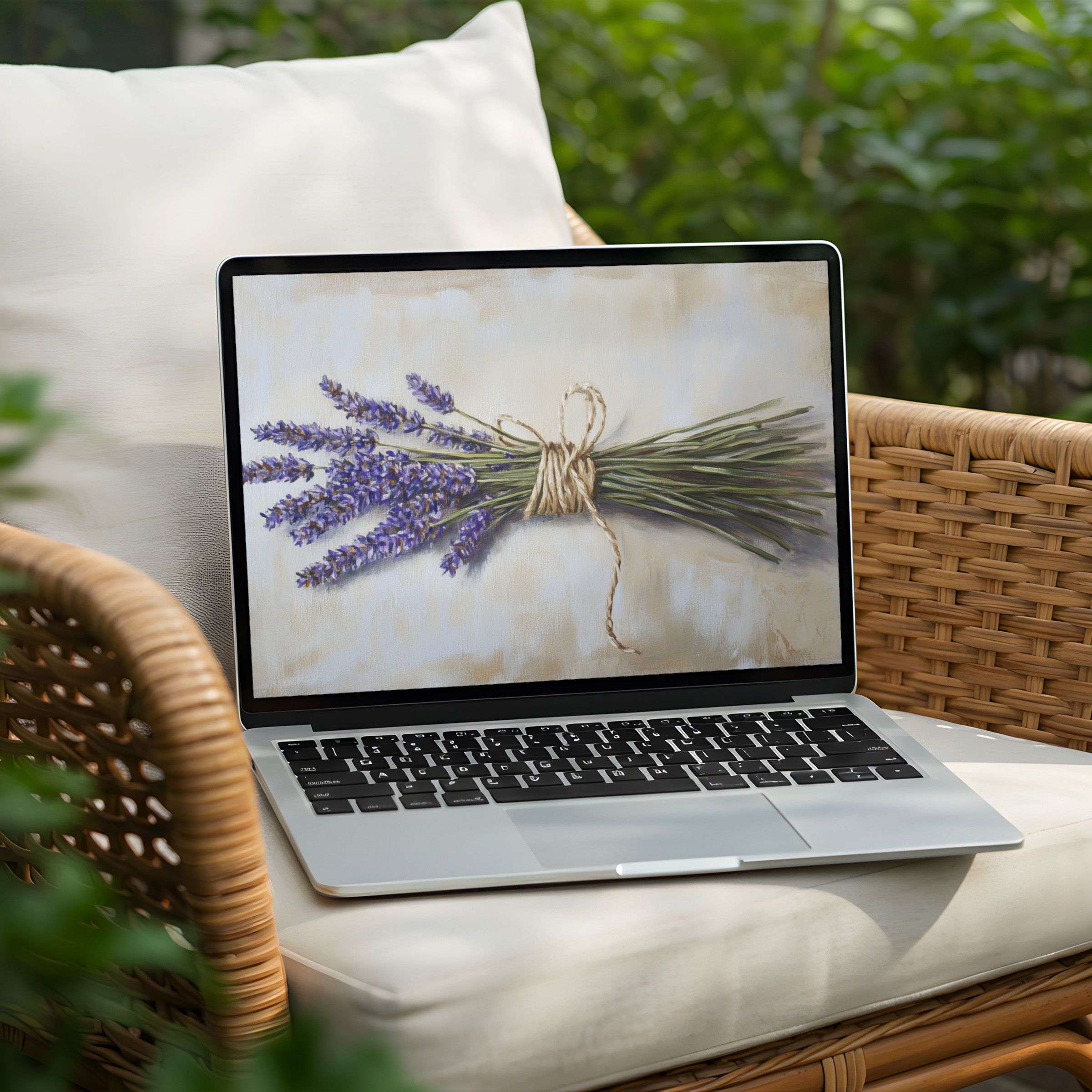 Calming lavender art as a desktop background for PC or laptop, instant download, inspiring mindfulness and elegance