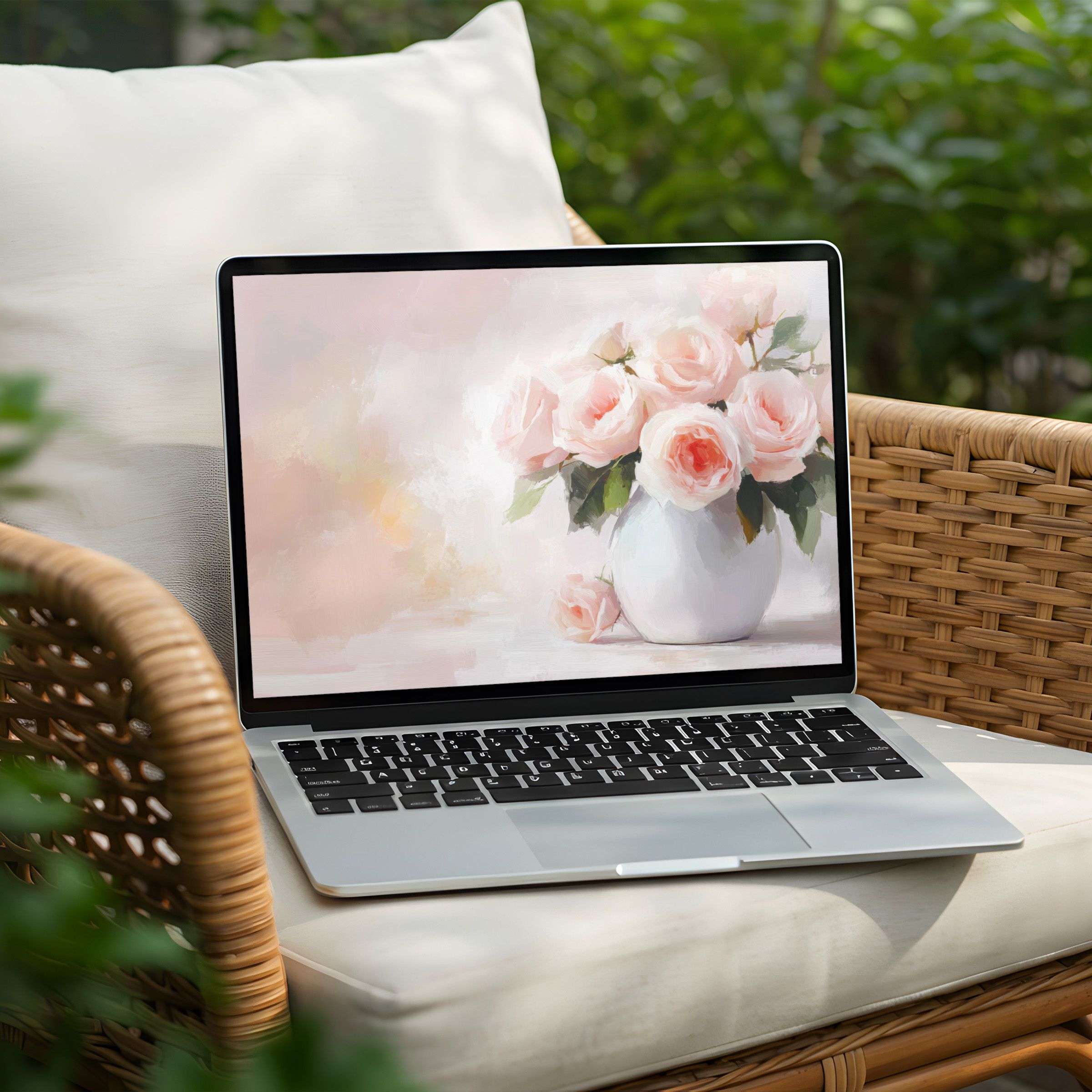 Elegant floral artistry graces this desktop background for PC and Laptop instant download fostering calm and mindful inspiration