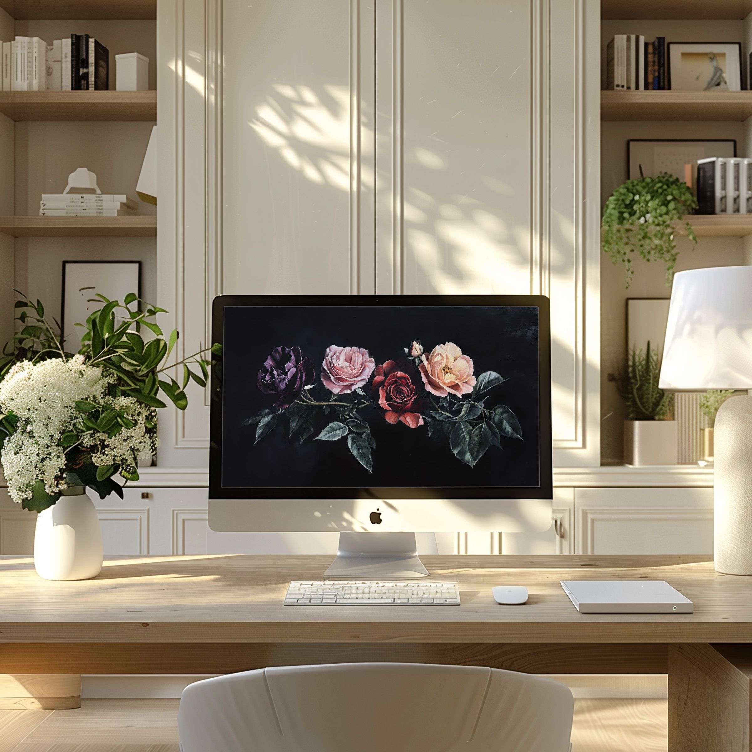 Elegant floral wallpaper for computer enhances your PC or laptop with calm inspiration, perfect for modern home office setups