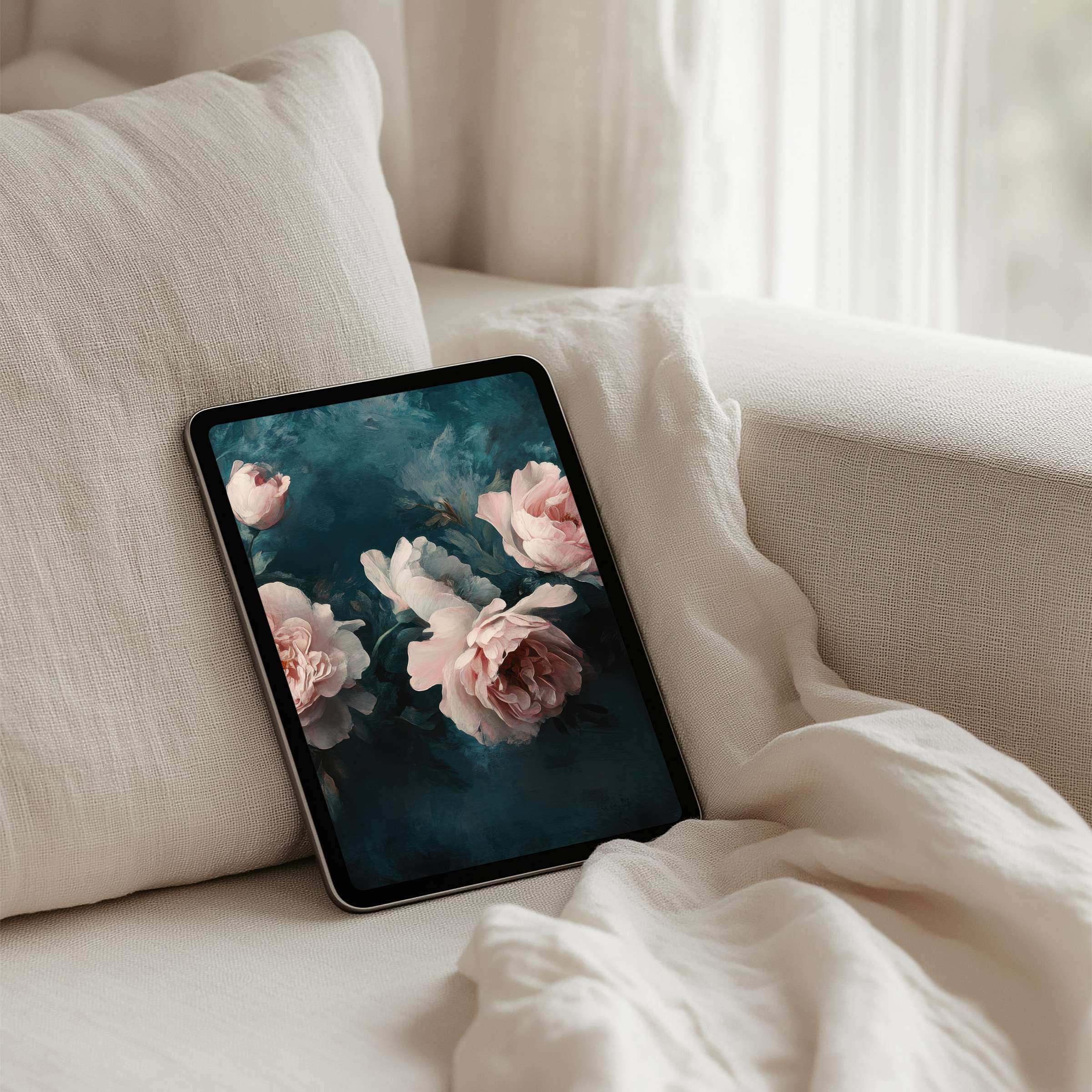 Elegant floral-themed iPad background for instant download, perfect for tablet screens, blending calm aesthetics and mindful inspiration