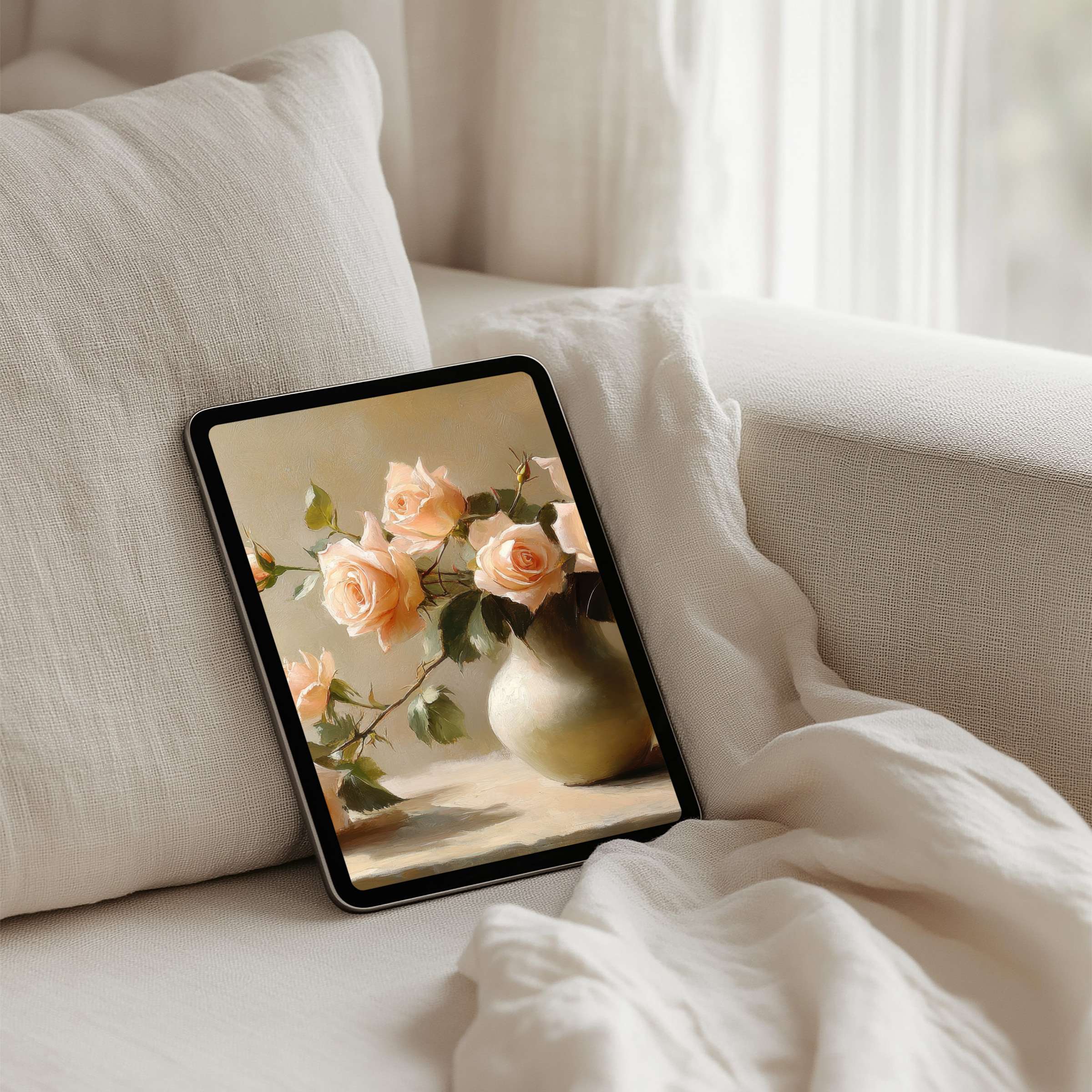 Elegant floral iPad background for instant download inspires calm and mindfulness compatible with Samsung and Android tablets