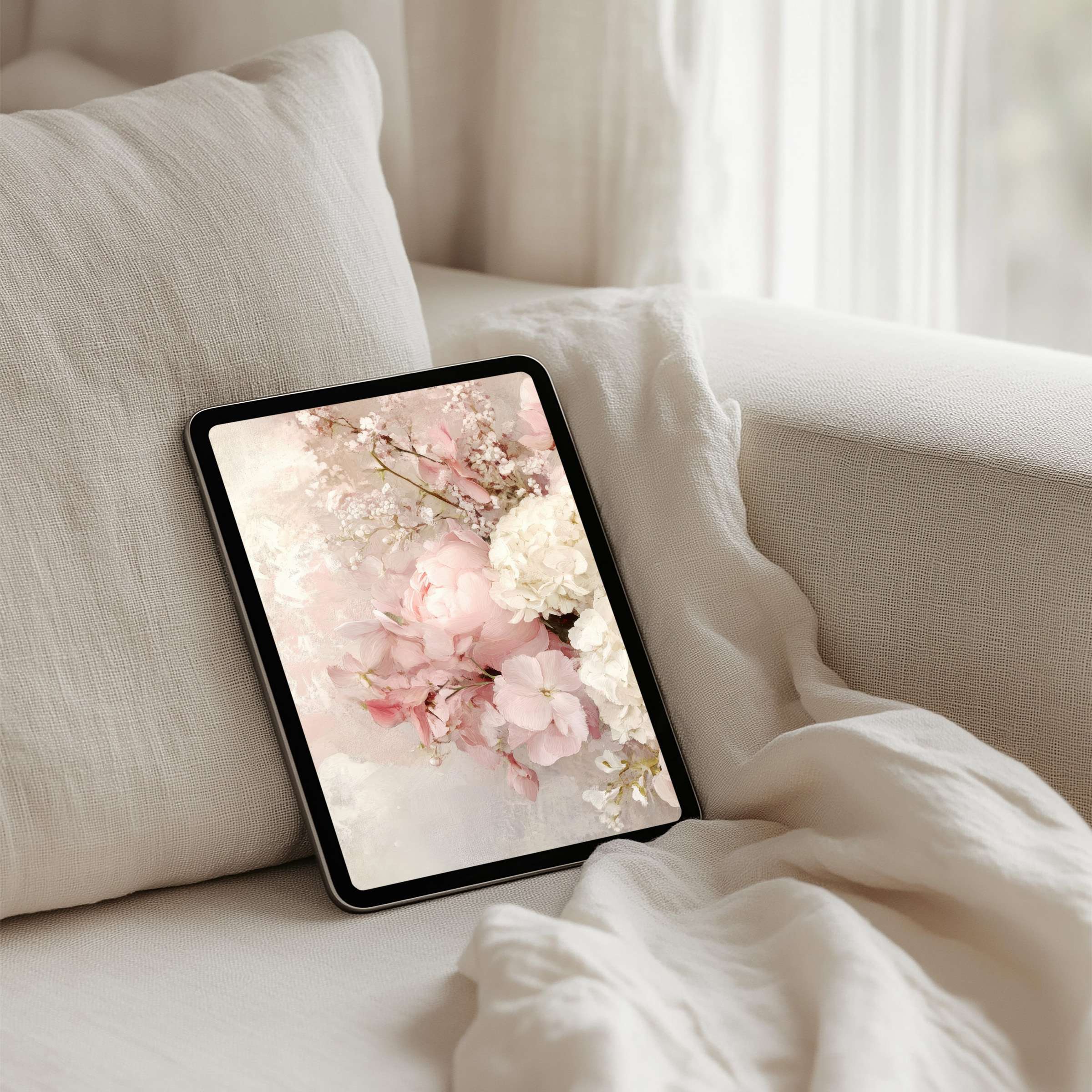 Elegant floral iPad background offers instant download for your tablet brings calm inspiration to any Samsung or Android device