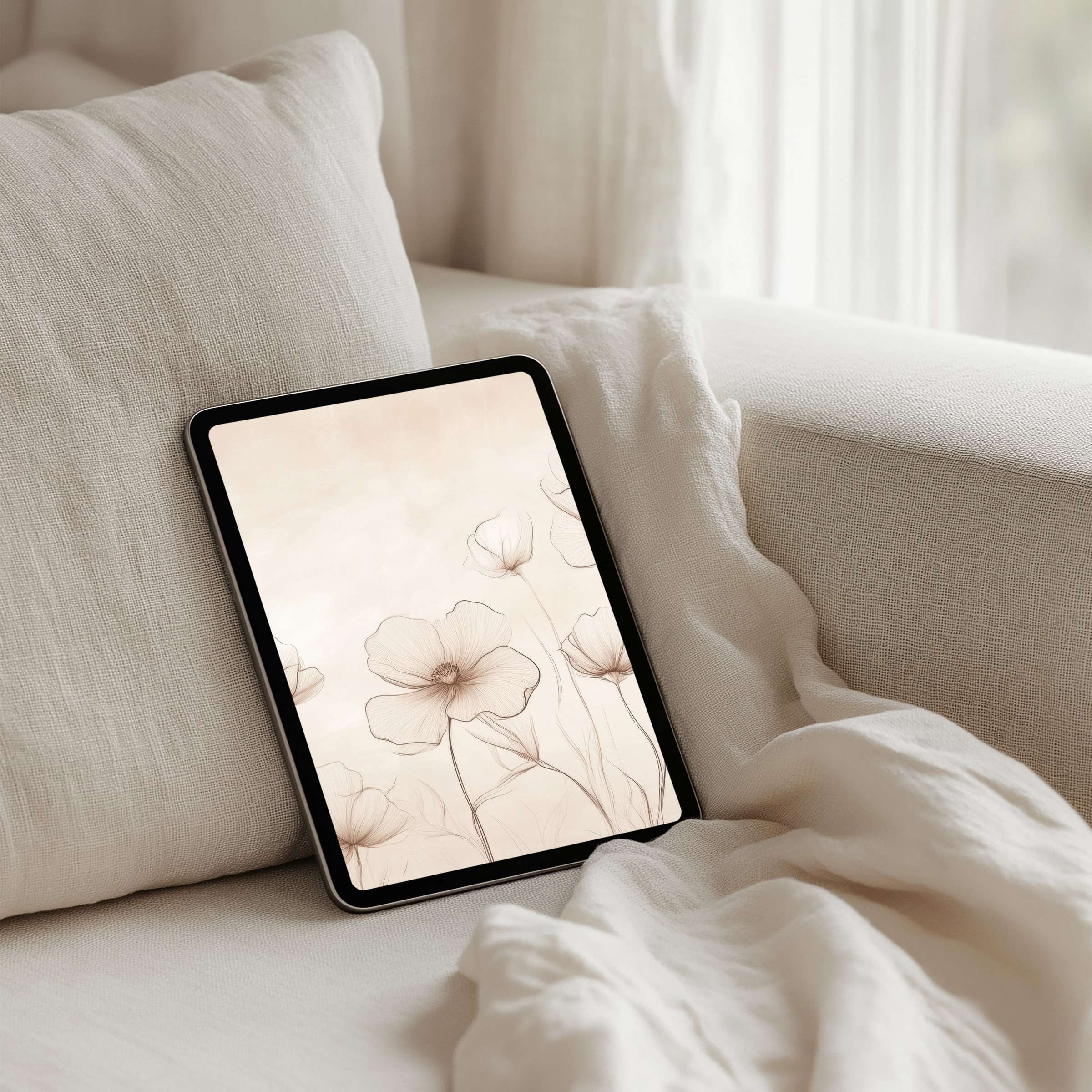 Elegant floral iPad background enhances calm in minimalistic spaces instant download fits Samsung and Android tablets beautifully