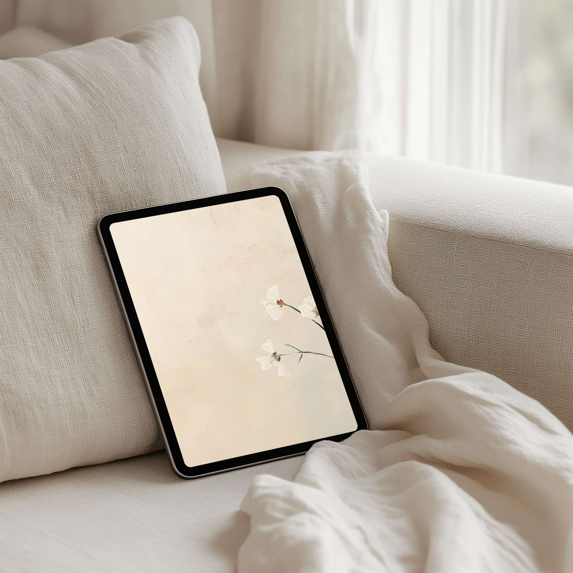 Elegant floral iPad background for instant download and use on any tablet offering calm inspiration and mindful aesthetics