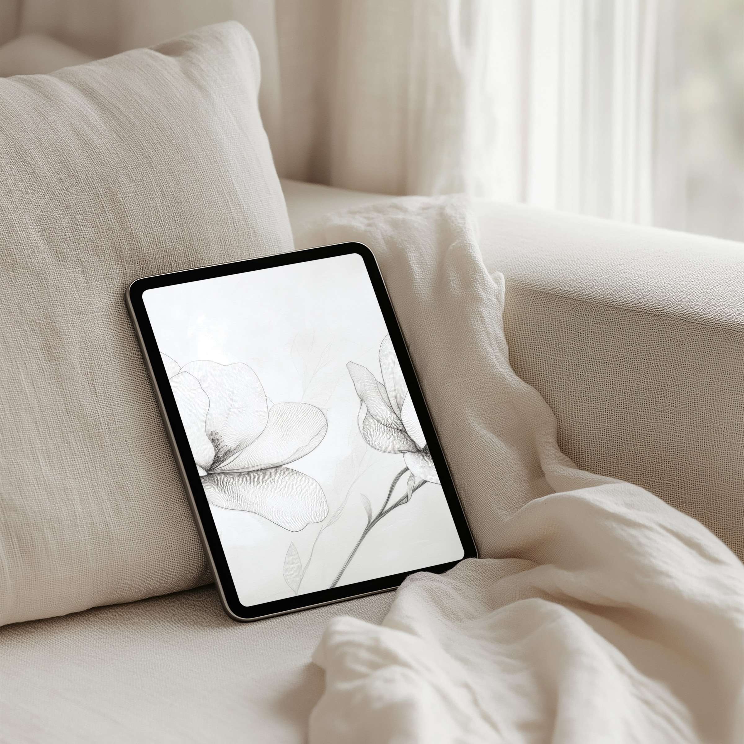 Elegant floral iPad background for instant download radiates calm and mindfulness perfect for any tablet interior setting