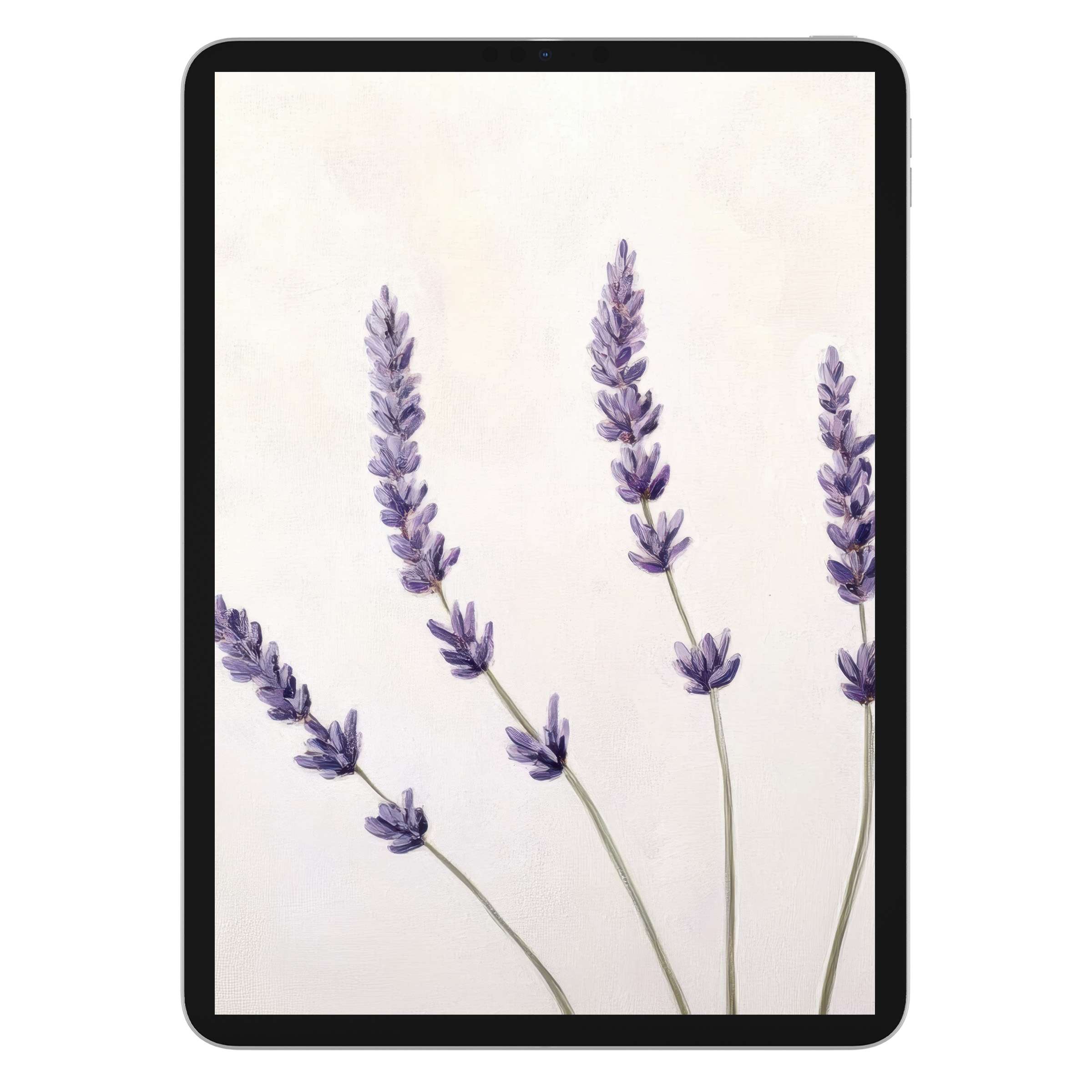 Elegant lavender stems create a calming floral iPad wallpaper, perfect as a digital download for tablet backgrounds, enhancing ambiance