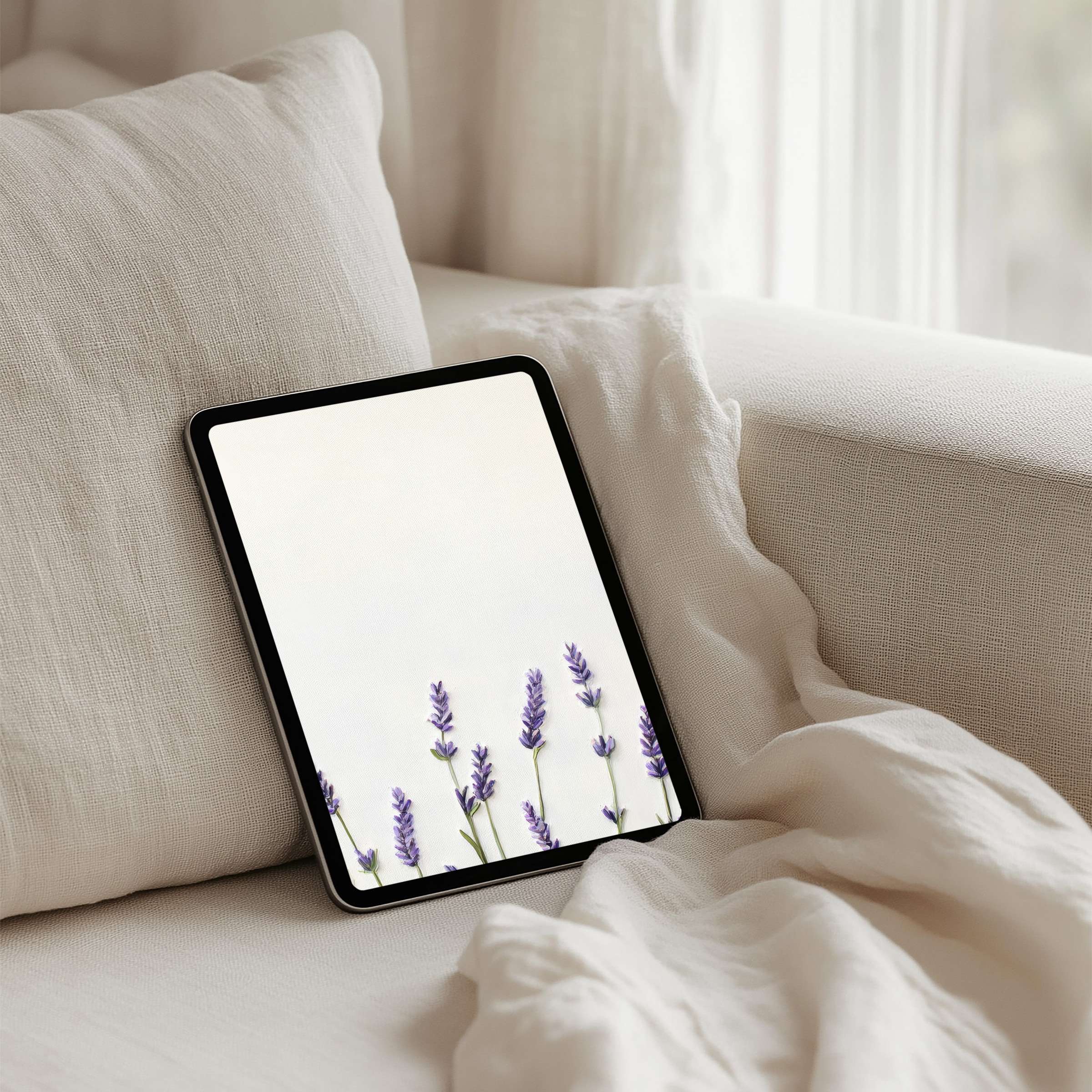Elegant lavender iPad background for instant download offers calm inspiration for any tablet, enhancing mindfulness and style