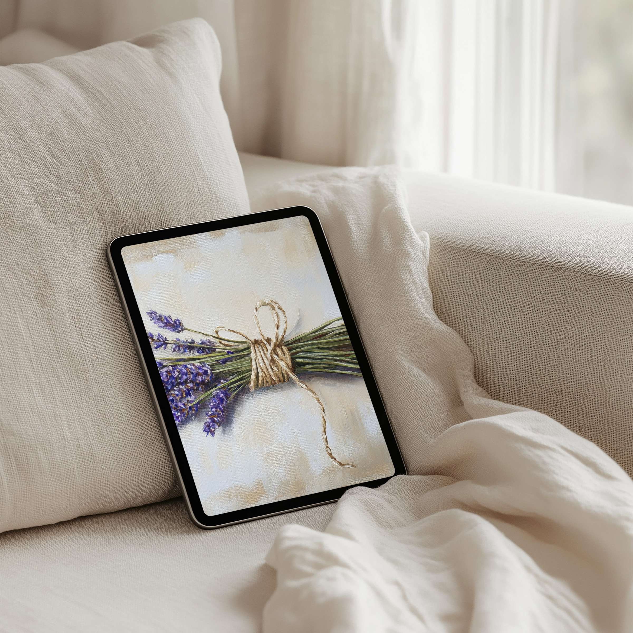 Elegant lavender art for iPad background offers calm and inspiration, perfect for tablet users seeking instant download tranquility