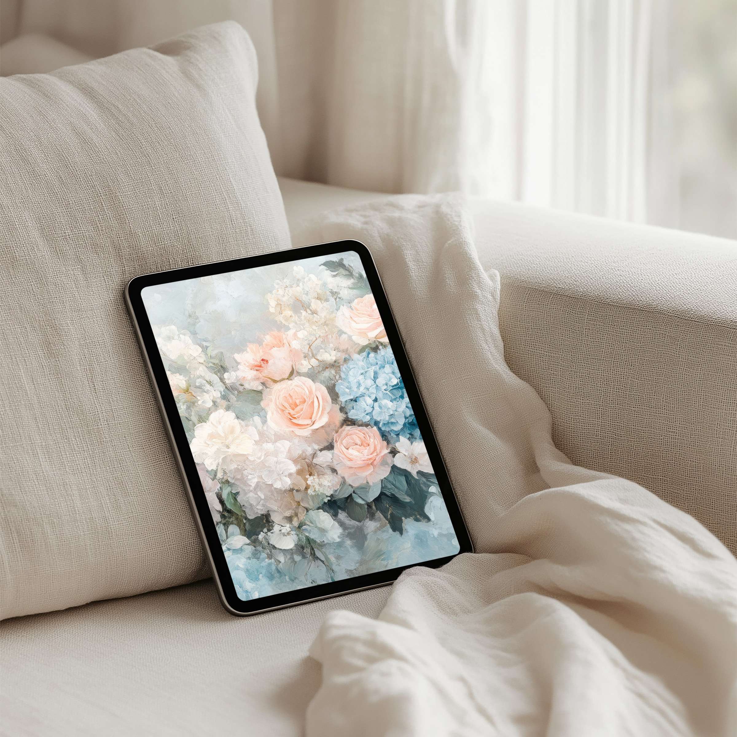 Elegant floral iPad background for instant download evokes calm and beauty, perfect for any tablet to inspire mindfulness