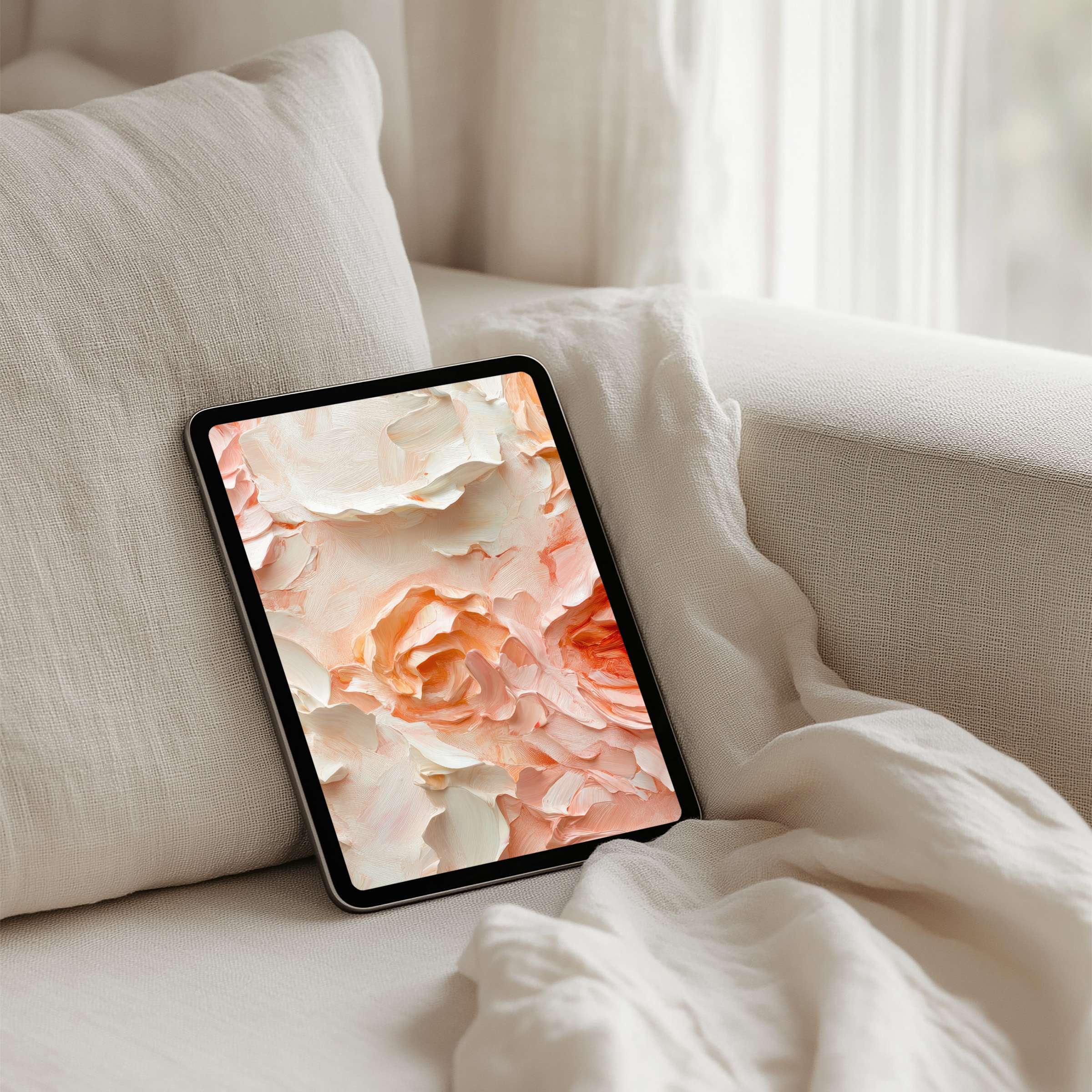 Elegant floral iPad background for instant download enhances your tablet with soothing textures and calming pastel hues for mindfulness