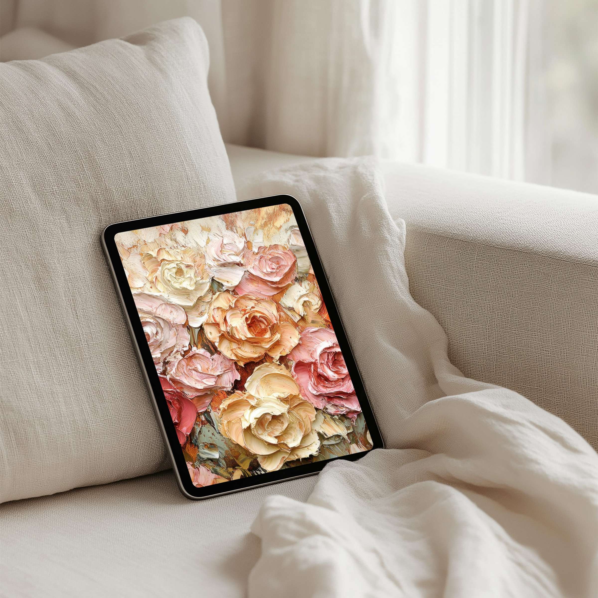 Elegant floral iPad background for instant download soothing pastel tones for tablets inspiring calm and mindfulness in your space
