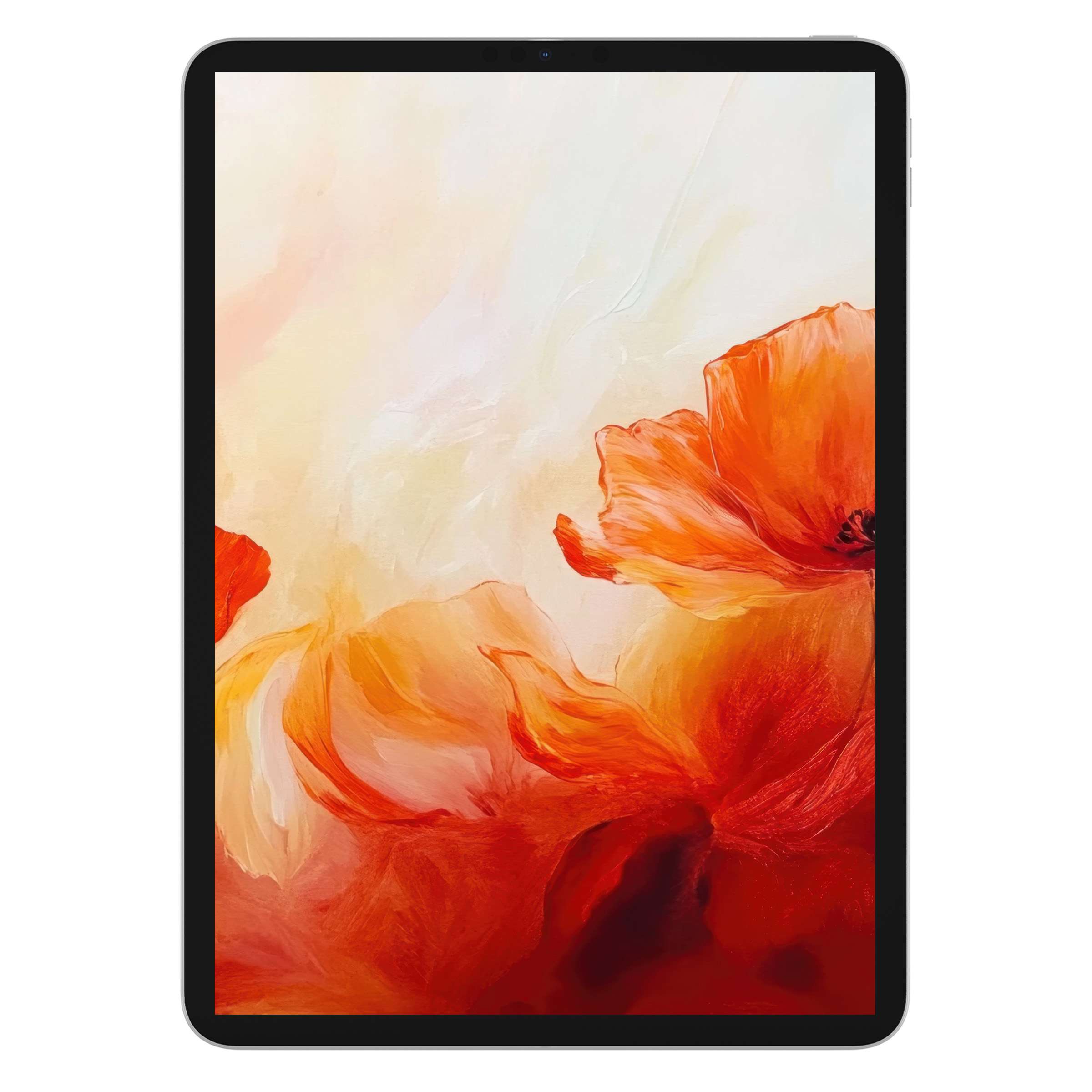 Vibrant floral iPad wallpaper featuring bold orange petals creates an inspiring digital download background for any tablet device