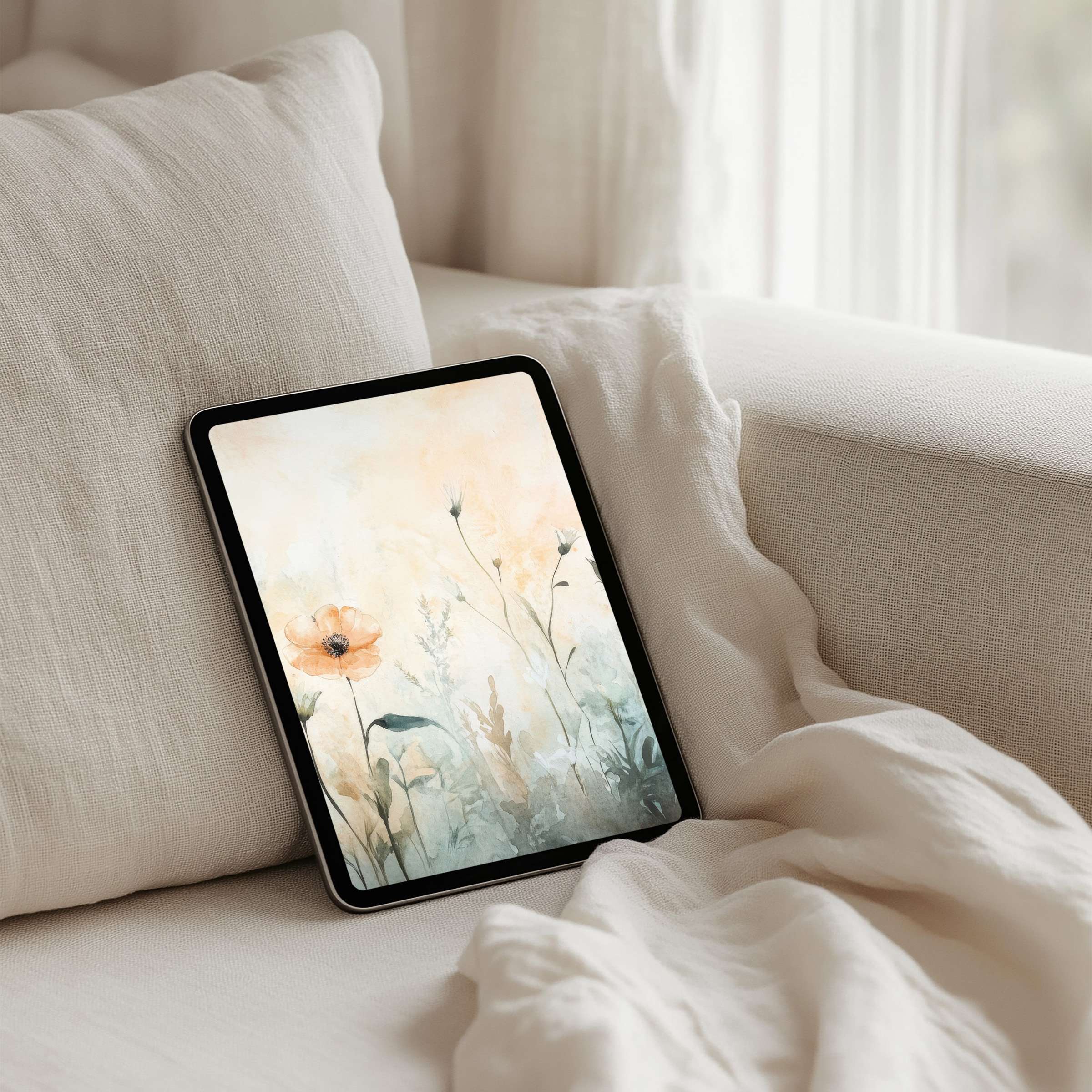 Elegant watercolor floral iPad background inspires calm and mindfulness perfect for your tablet instant download for elegance seekers
