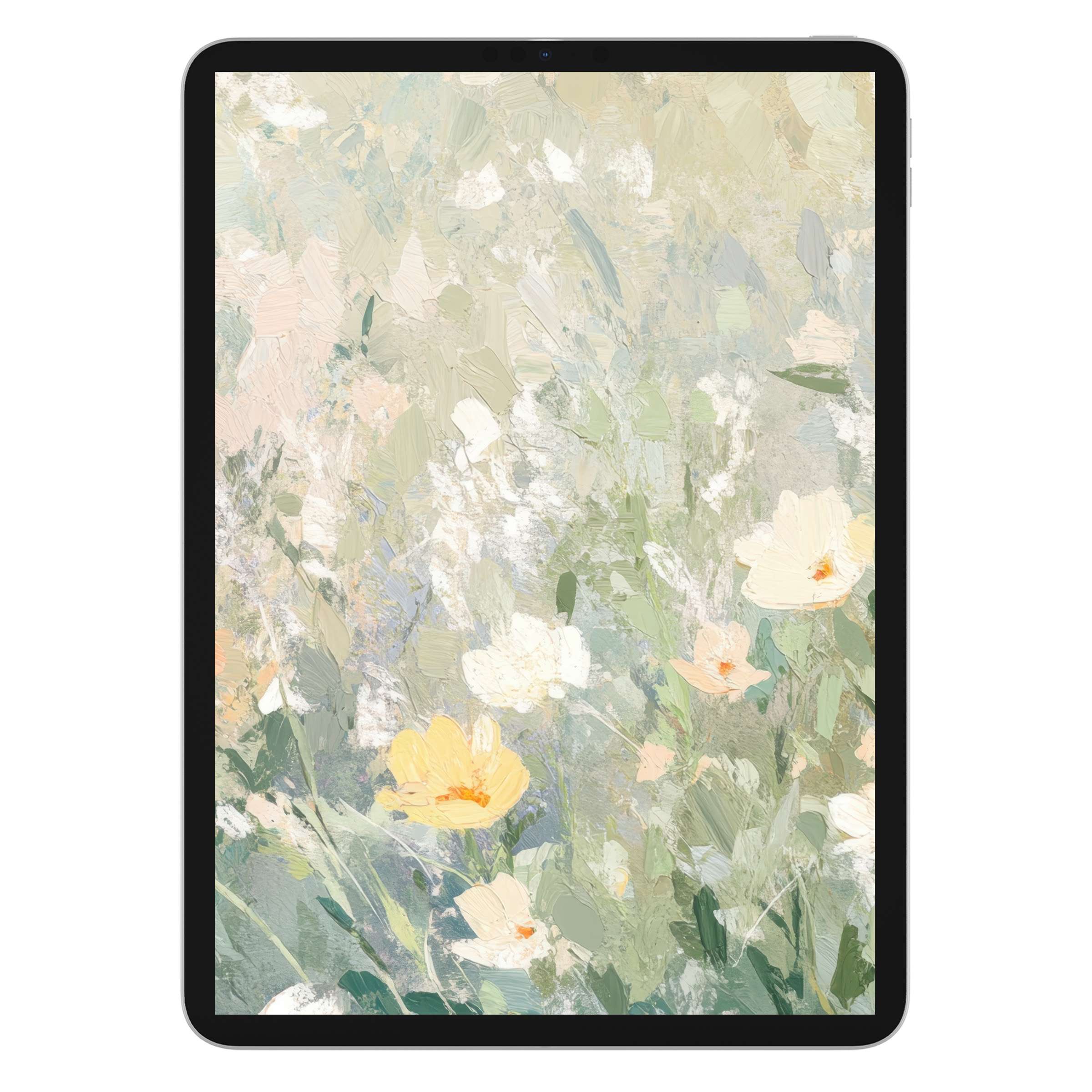 Elegant floral iPad wallpaper in pastel hues offers a serene digital download for tablet backgrounds, enhancing design aesthetics