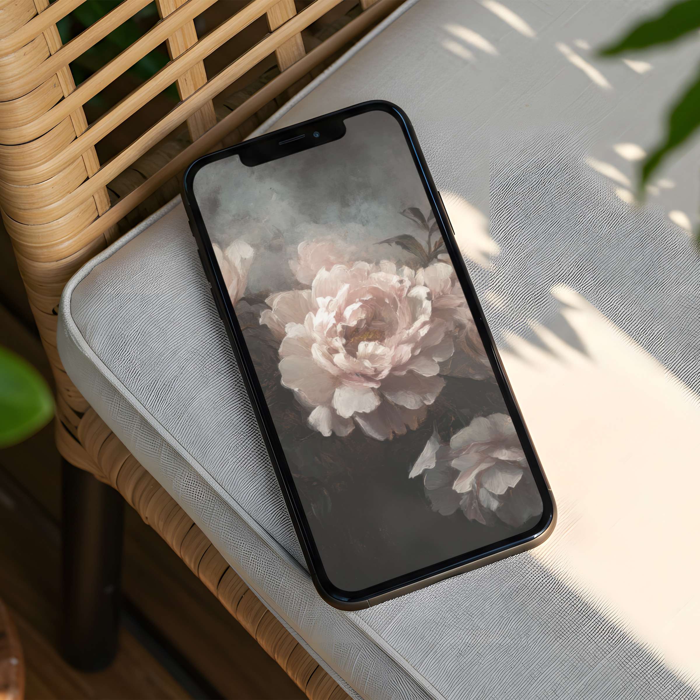 Elegant floral iPhone background offers instant download for phone screens, enhancing calmness and mindfulness with timeless beauty