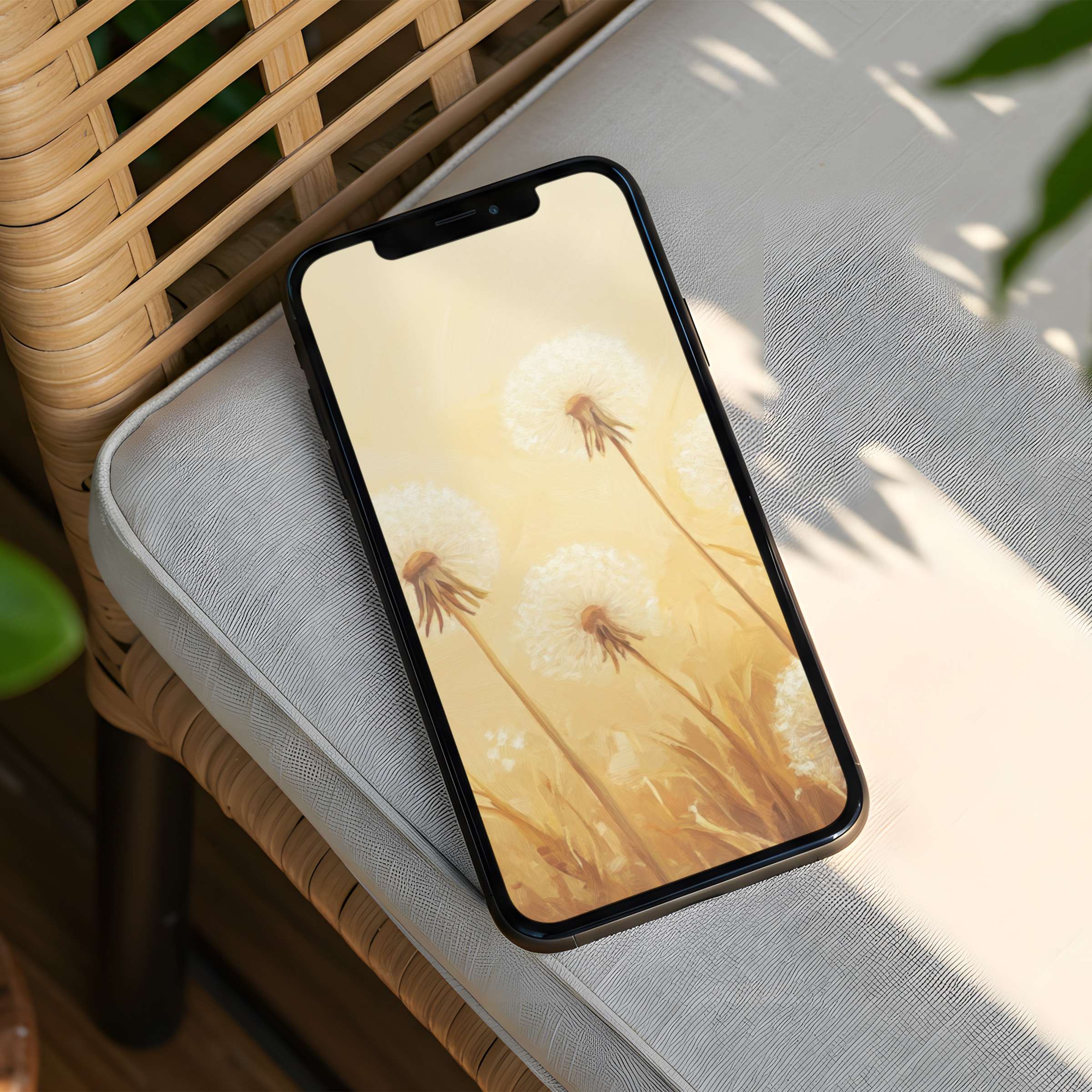 Elegant dandelion iPhone background evokes calm with its soft beige palette perfect for phone instant download inspiring mindfulness