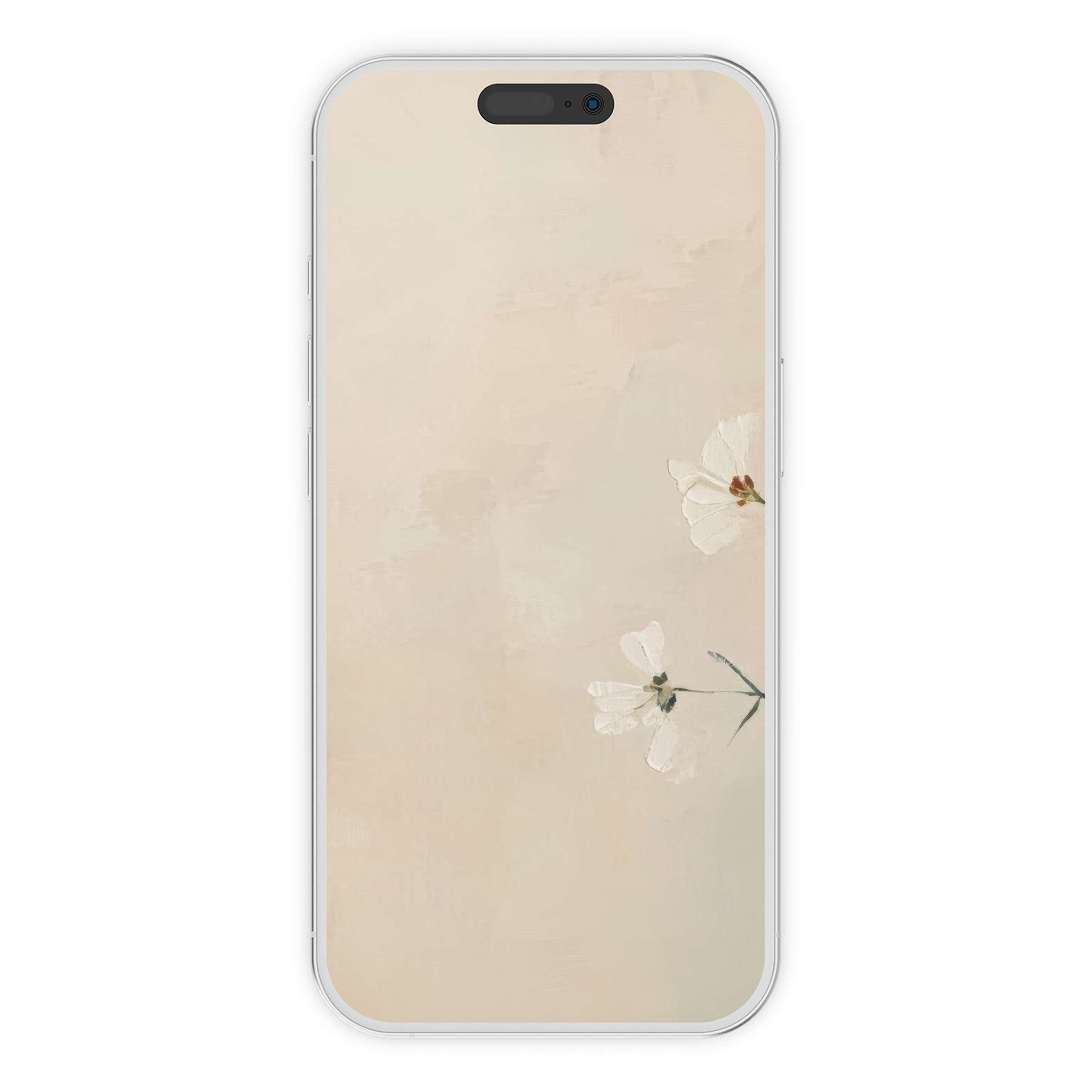 Elegant floral iPhone wallpaper with soft beige hues and delicate flower art offers a calming phone background digital download