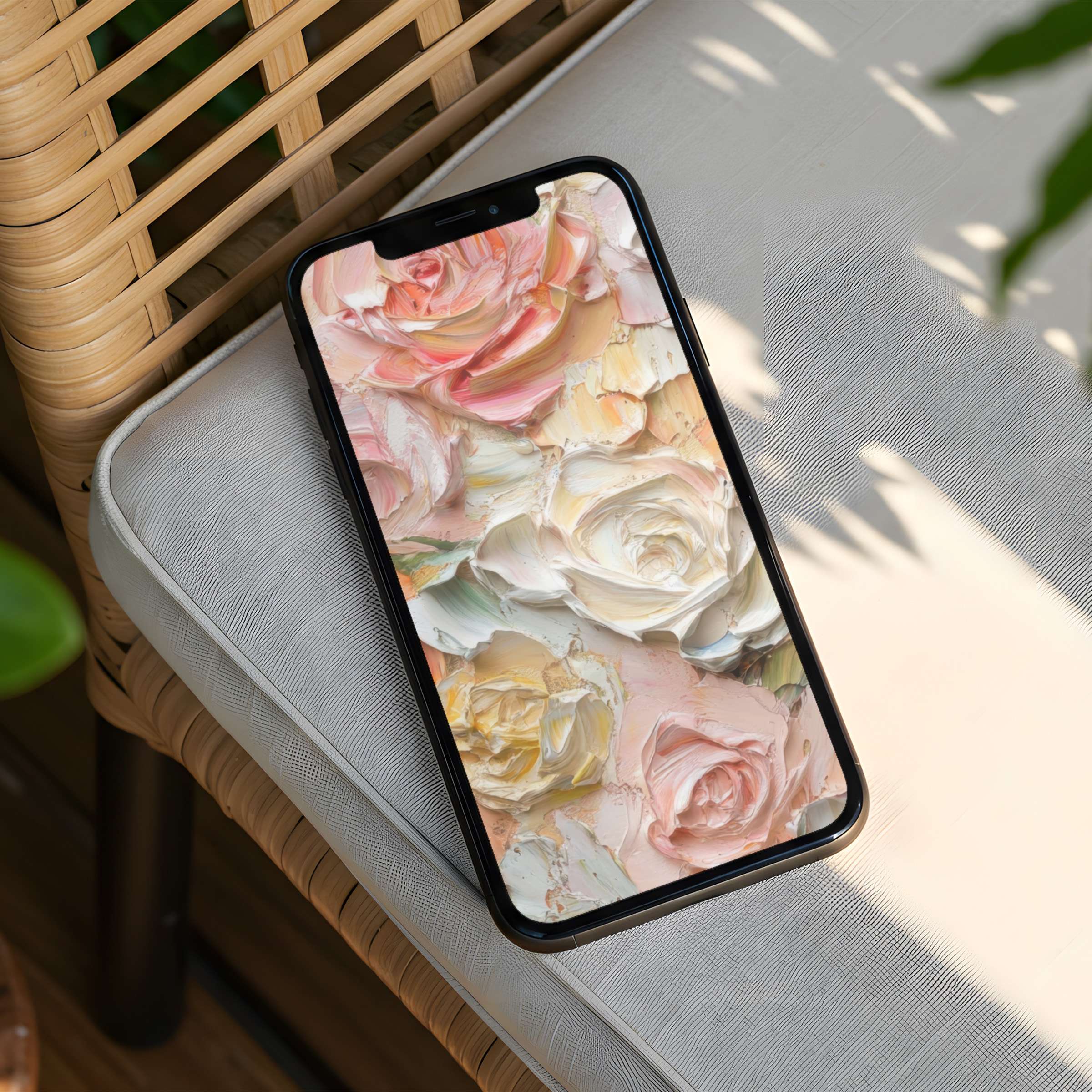 Elegant floral iPhone background offering instant download for phone screens inspires calm with soft textures and pastel tones