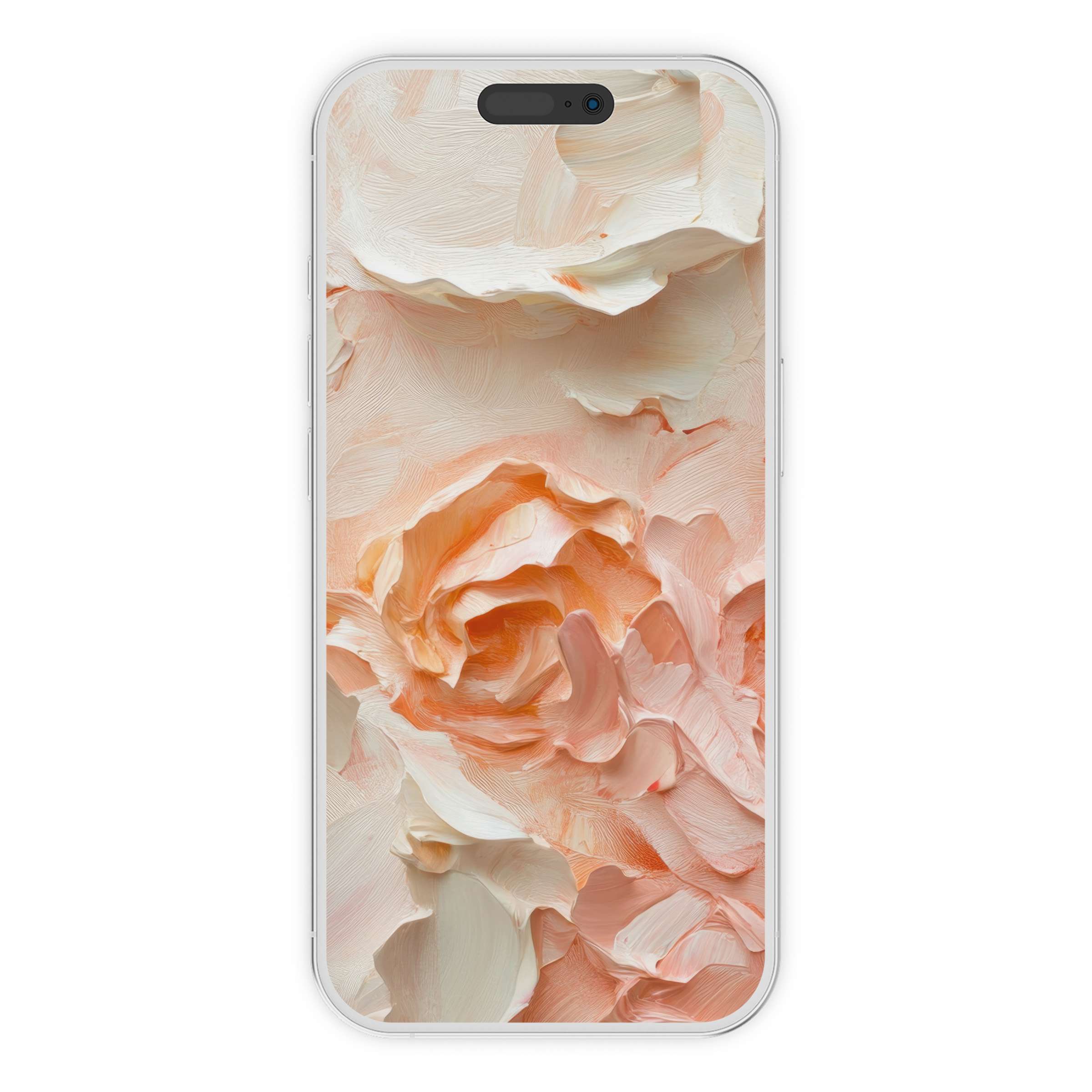 Elegant floral iPhone wallpaper with soft peach tones creates a serene phone background available as a digital download for iPhone and Android