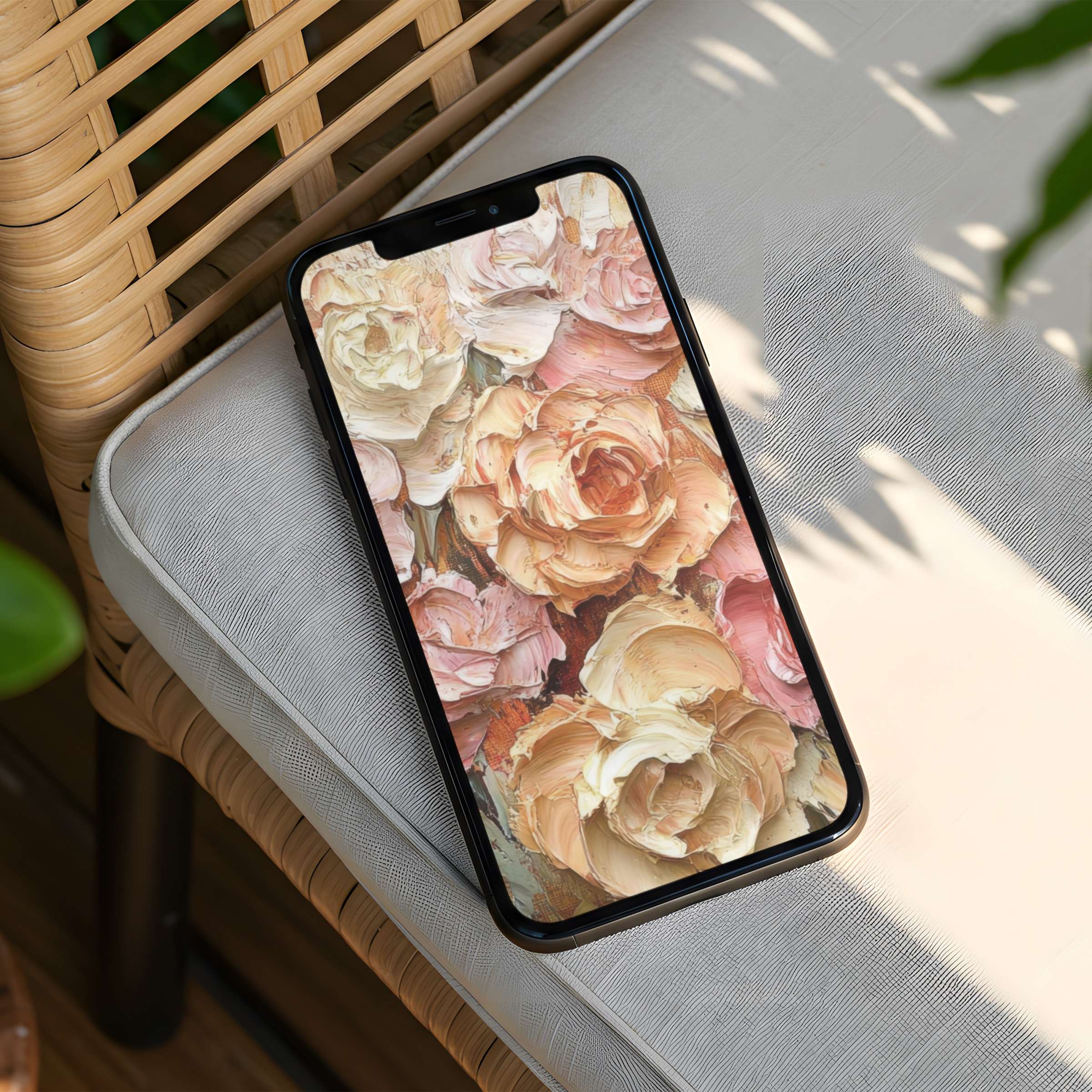 Elegant floral iPhone background with pastel roses exudes calm and mindfulness perfect for instant download to your phone