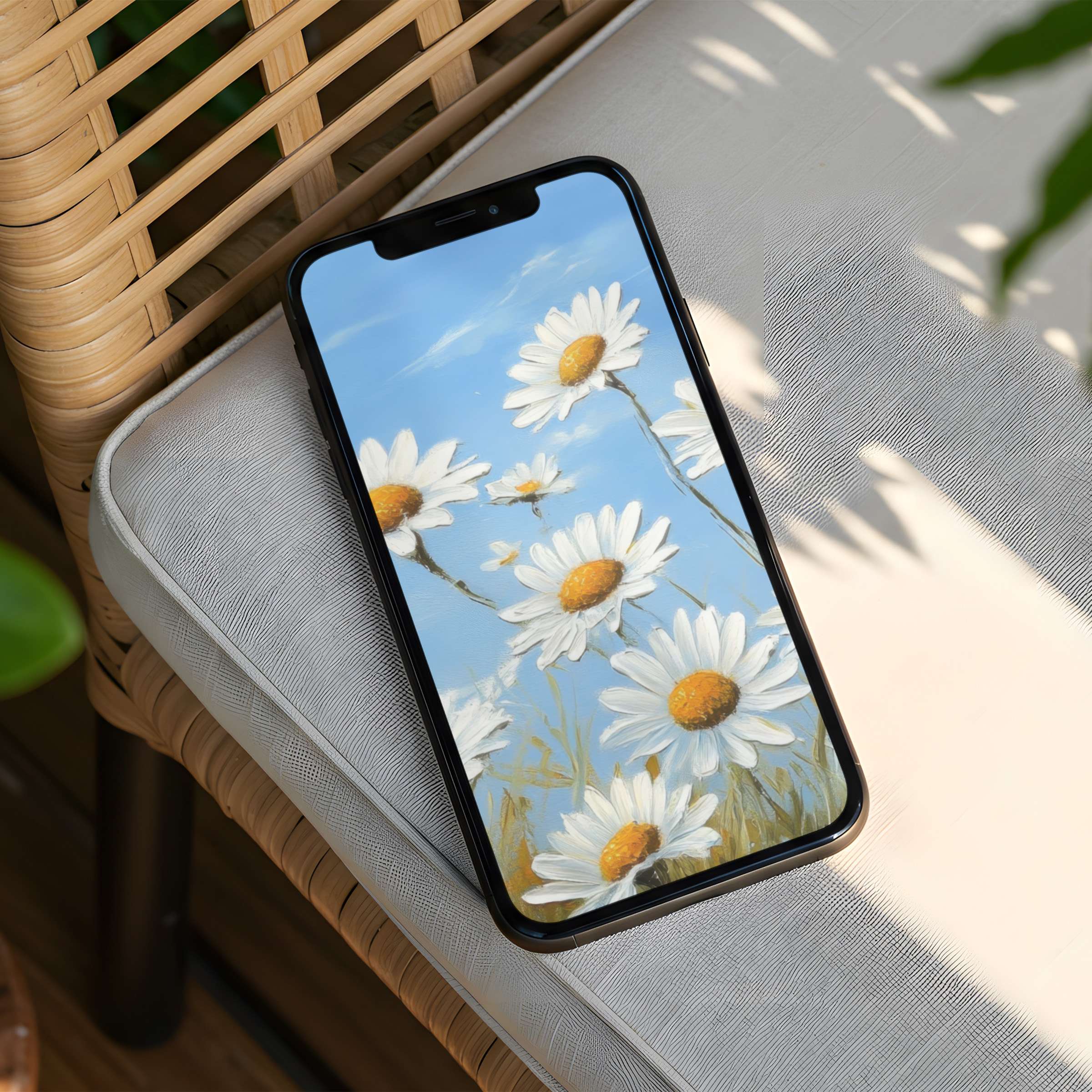 Elegant daisy art iPhone background brings calm and inspiration to your phone with instant download for serene mindfulness