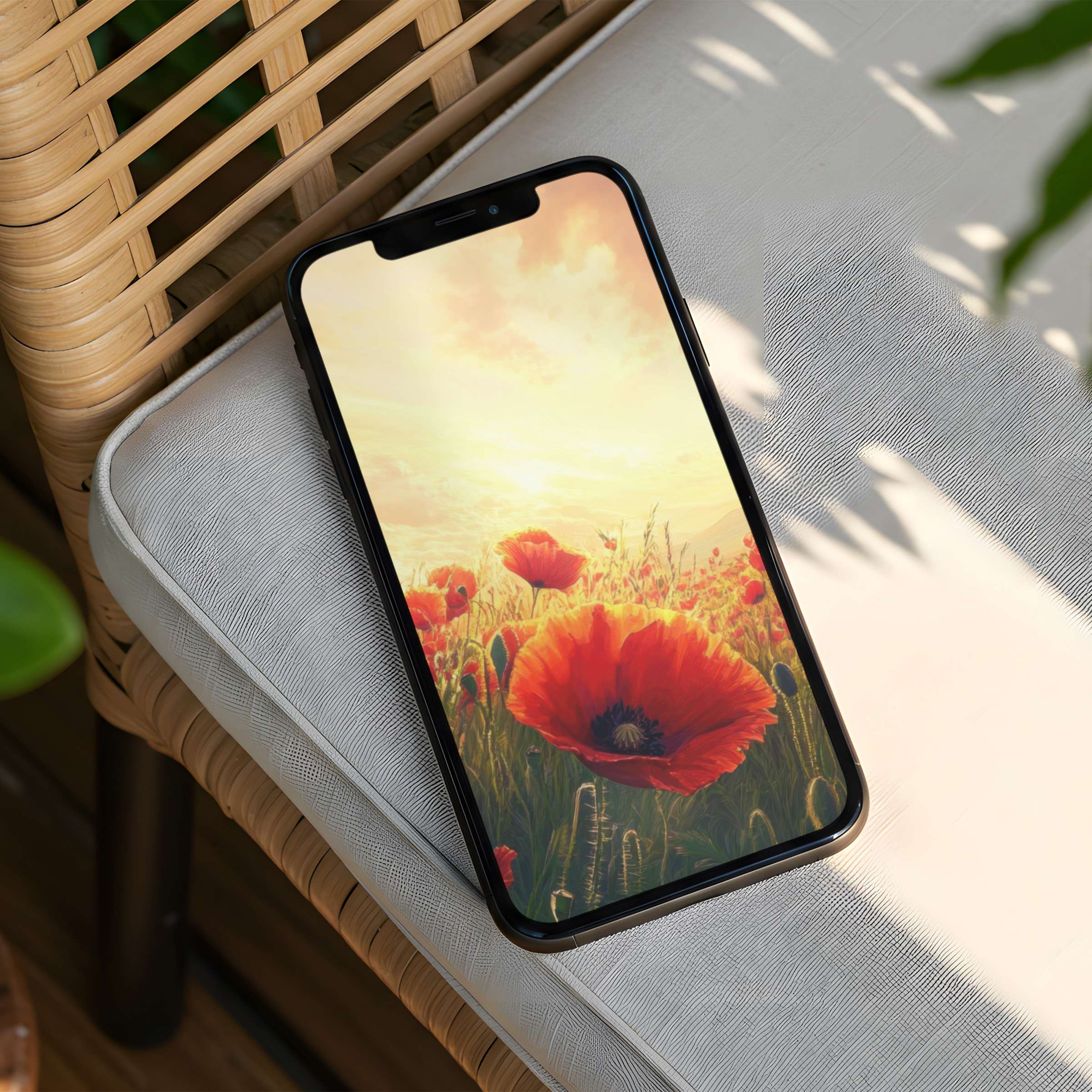 Poppy field iPhone background exudes elegance and calm for mindful moments instant download fits all phone screens beautifully