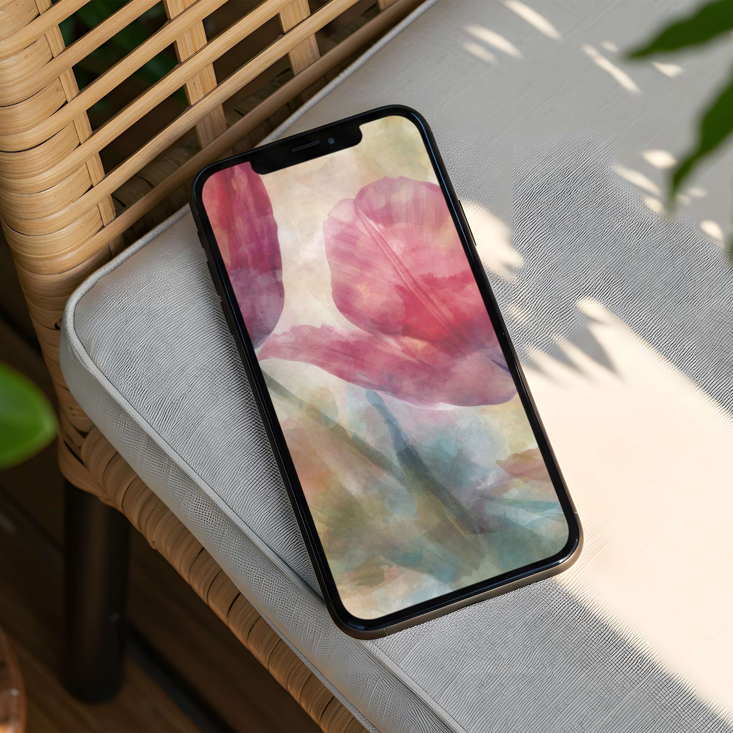 Serene watercolor floral iPhone background for instant download offering elegance and calm for all phones in a mindful setting