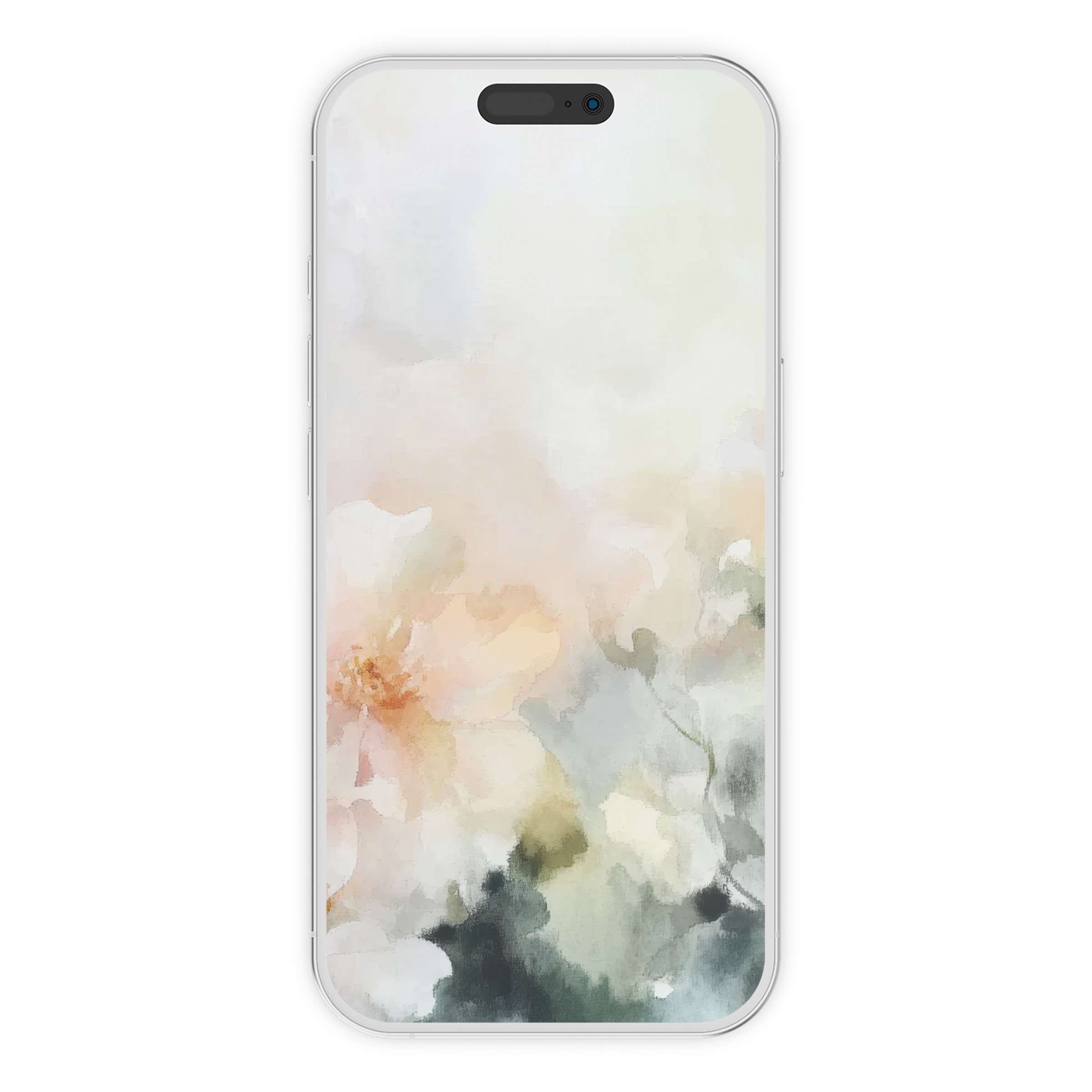 Elegant floral iPhone wallpaper in soft watercolor tones offers a serene phone background digital download for design sophistication